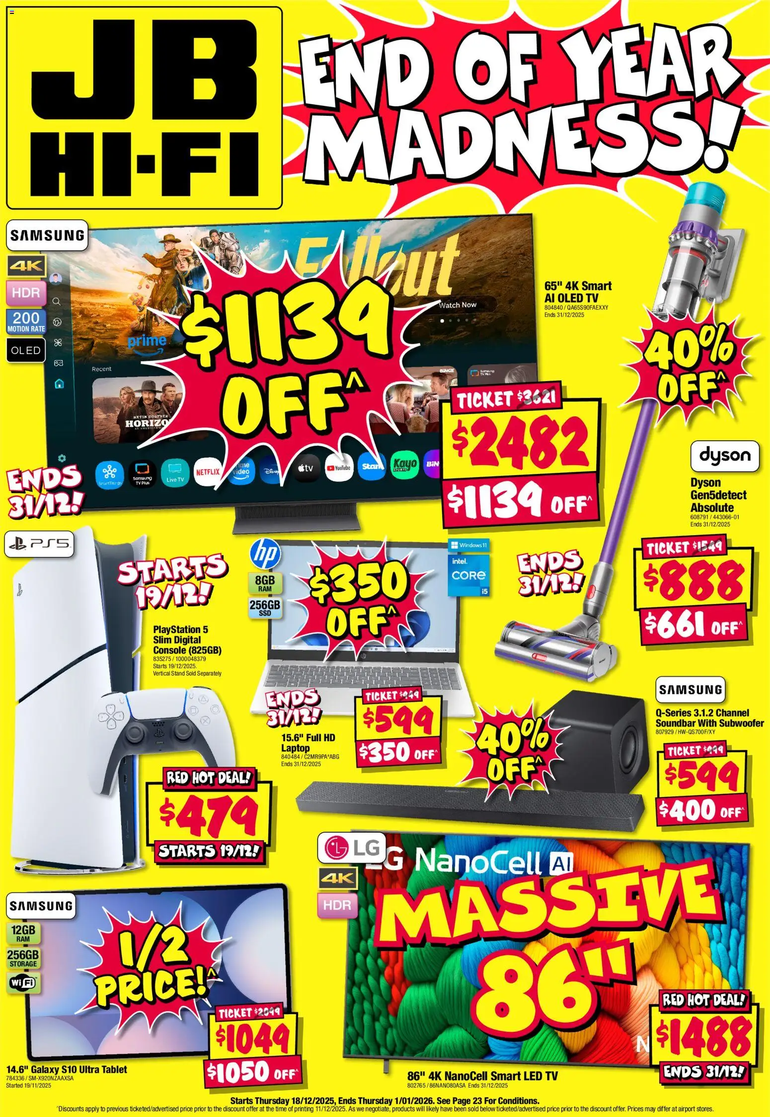 Preview of catalogue End of Year Madness from shop JB Hi-Fi valid 18/12/2025
