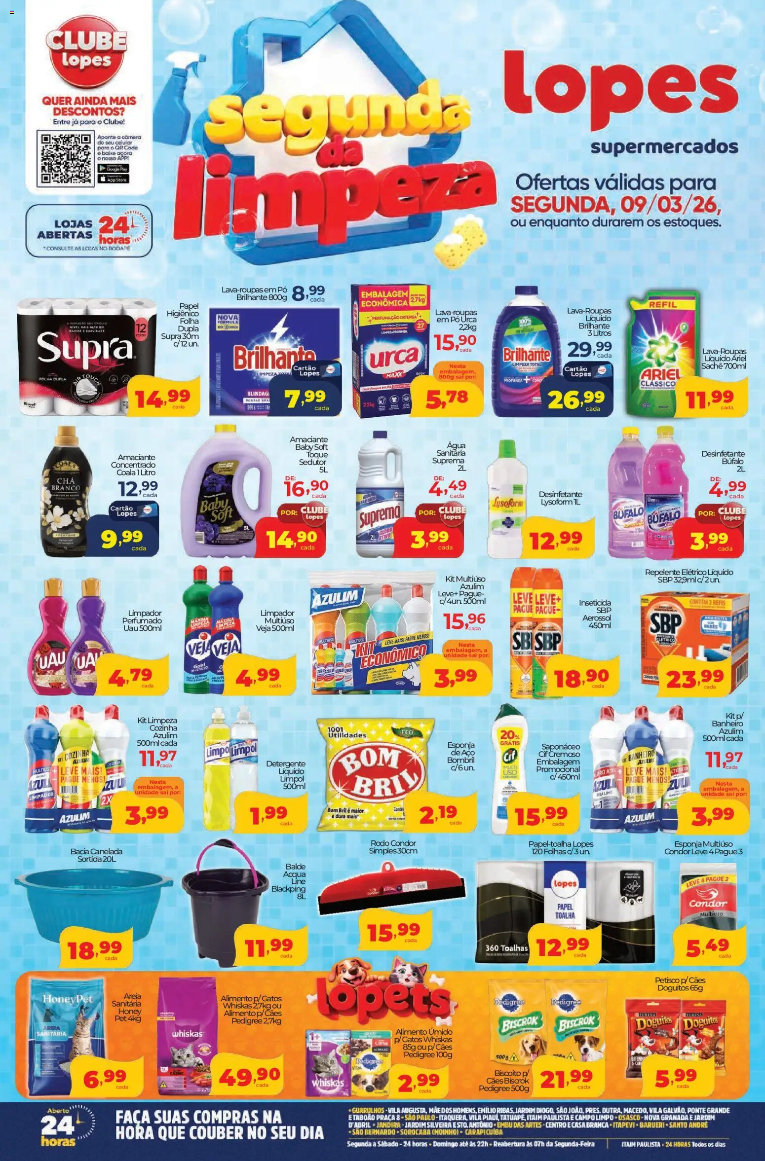 Pré-Visualização do folheto "Lopes Supermercados - Ofertas da semana" da loja Lopes Supermercados válido a partir de 09/03/2026 - Ariel, Biscoito, Desinfetante, Detergente, Rodapé, Amaciante, Pó, Rodo