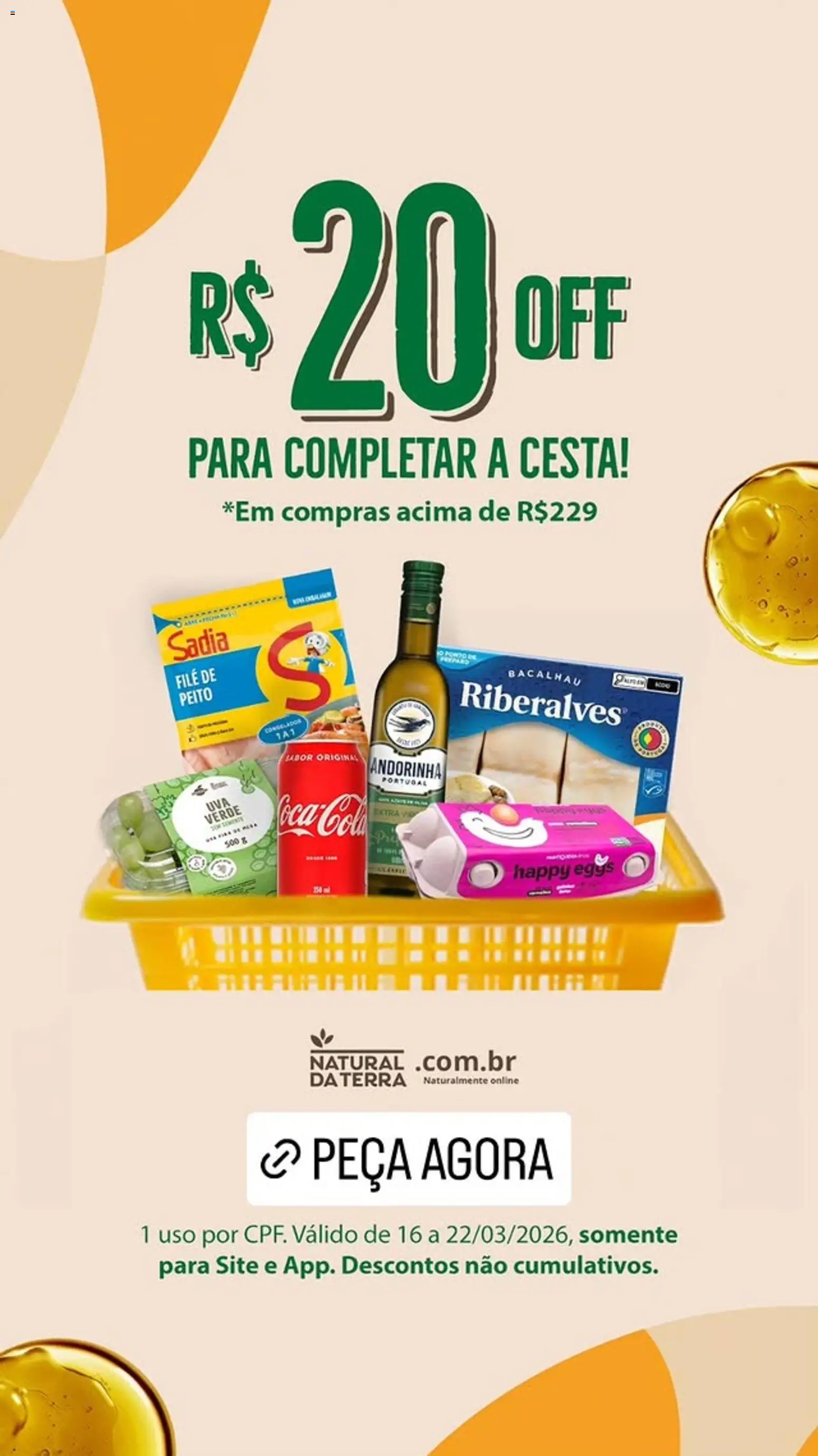 Pré-Visualização do folheto "Natural da Terra - Ofertas da semana" da loja Natural da Terra válido a partir de 16/03/2026 - Bacalhau, Cesta