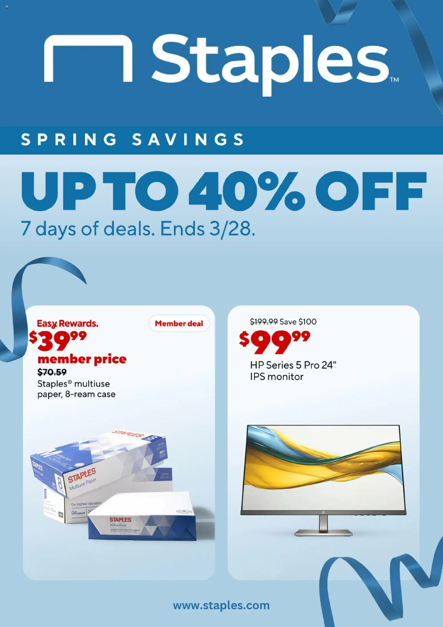 Ad Preview of Staples Staples Weekly Ad from 03/22/2026 - Monitor, Case