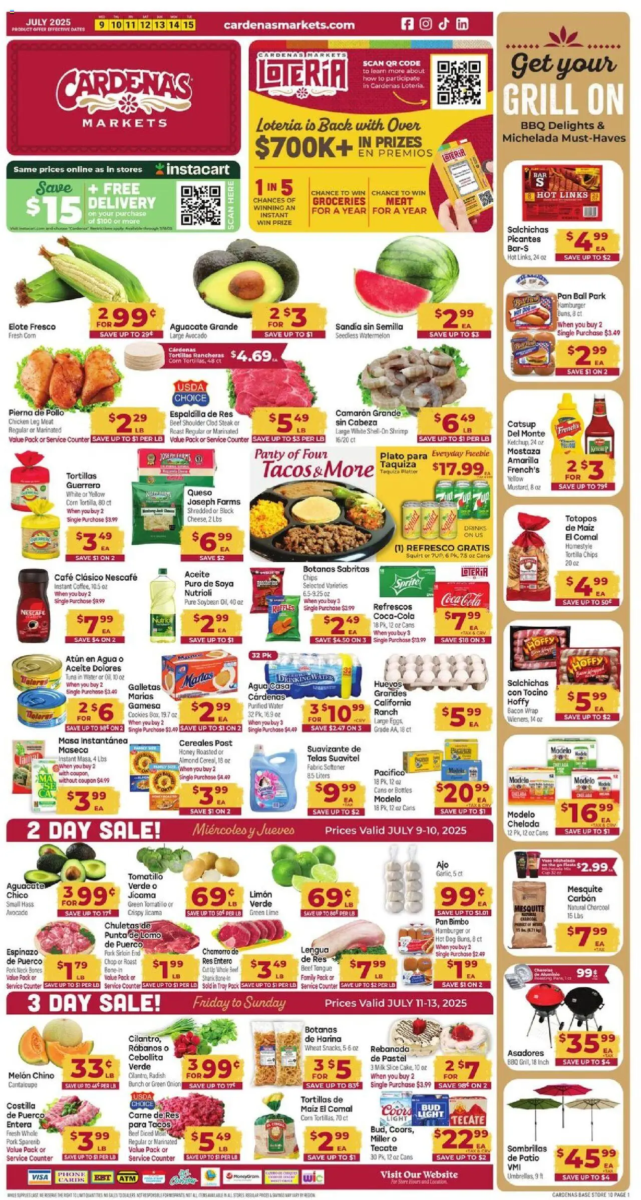 Cardenas Weekly Ad from 07/09/2025 - Flyer - Page number 1 - Corn, Bacon, Cookies, Tortillas, Lime, Tuna, Tuna in water, Onion