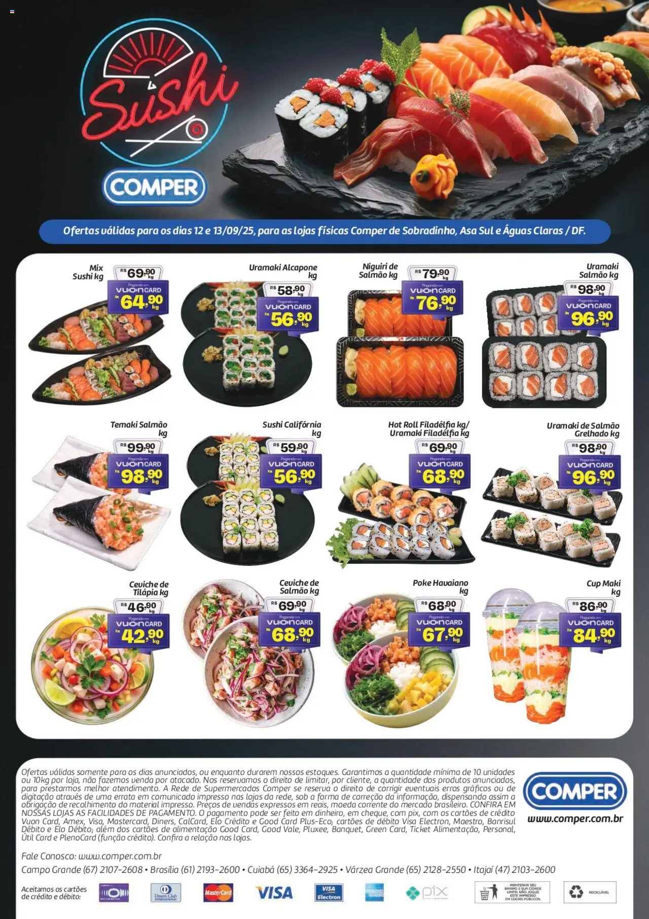 Comper folheto "Ofertas Sushi" válido a partir de 12/09/2025 - número de página 1 - Sushi, Salmão, Tilápia