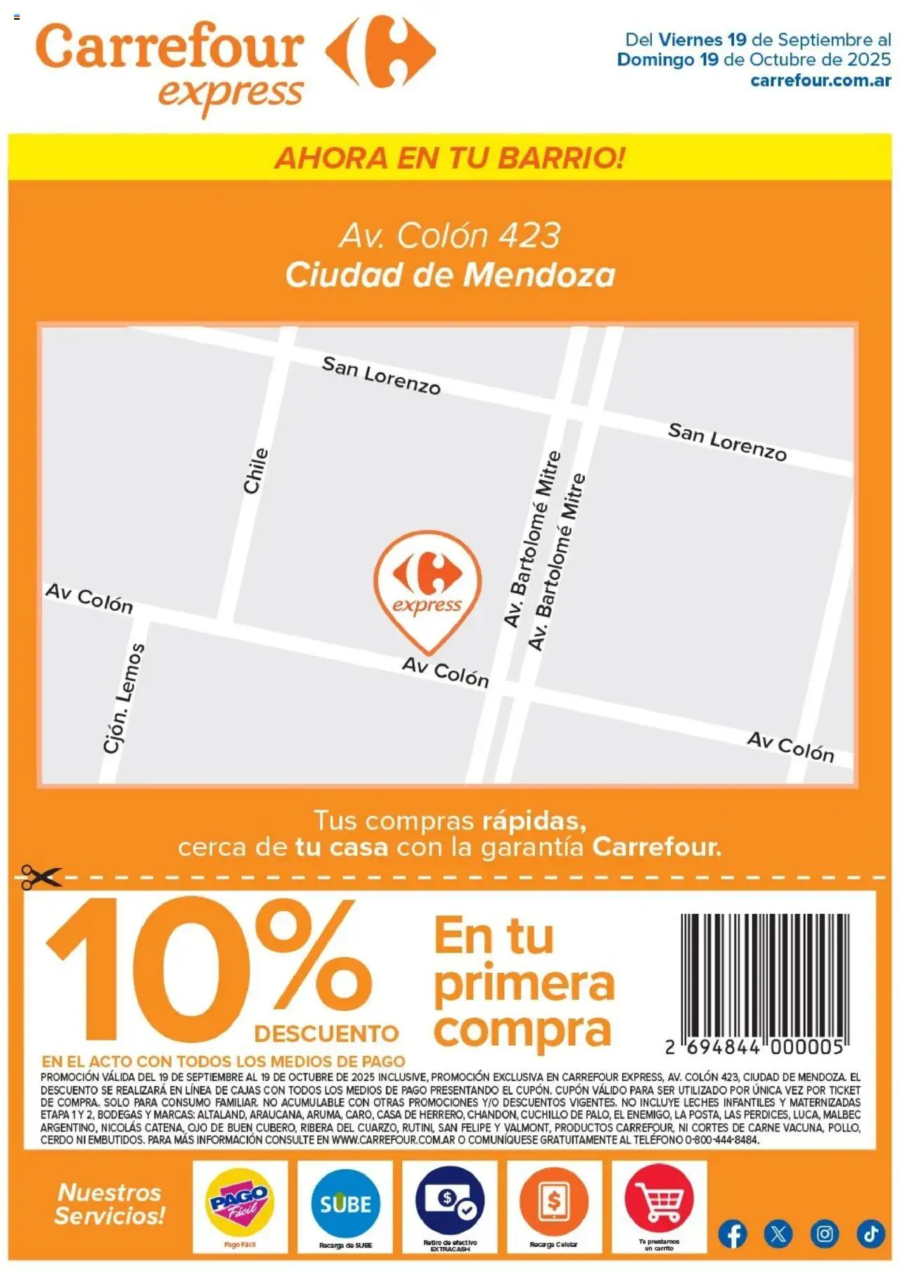 Carrefour Express | Av. Colón 423 Ciudad de Mendoza del 19/09/2025 >> Catálogo - Celular, Teléfono, Carne, Cerdo, Cuchillo