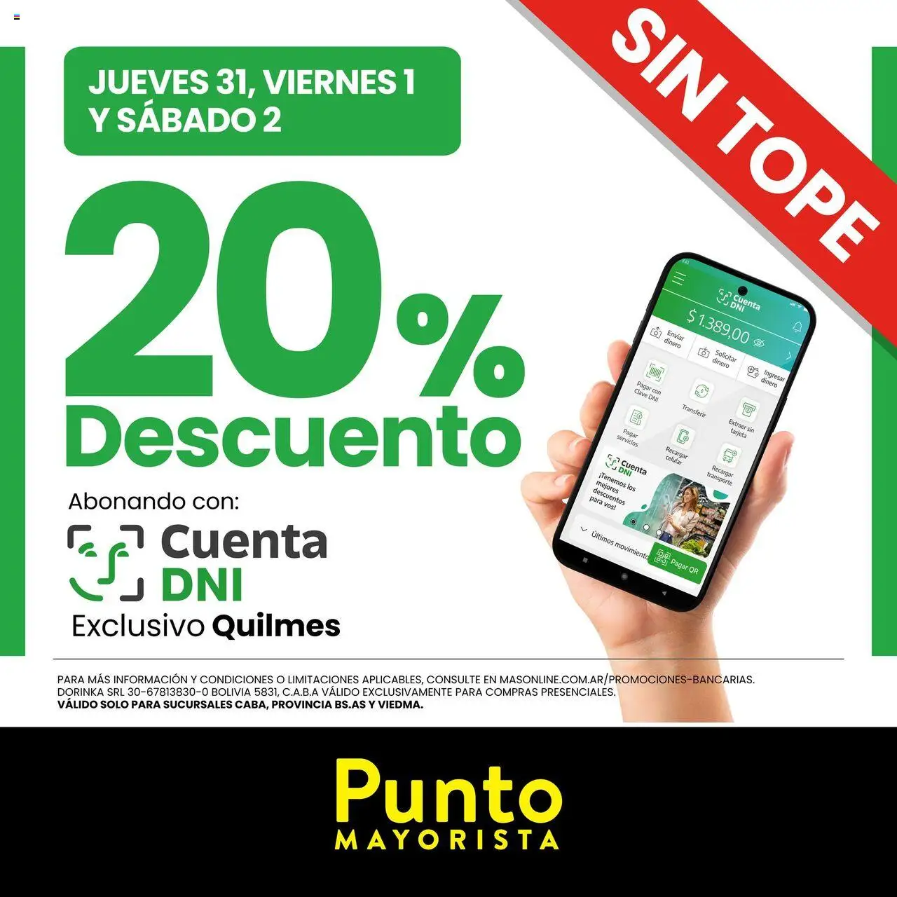 Punto Mayorista 20% de descuento del 31/07/2025 Online - Celular