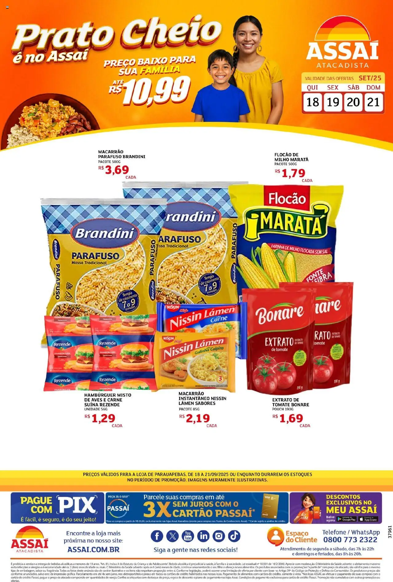 Assaí Atacadista folheto "Encarte - PA" válido a partir de 18/09/2025 - número de página 1 - Telefone, Macarrão, Sal, Bebidas, Pneus, Carne, Tomate, Aves