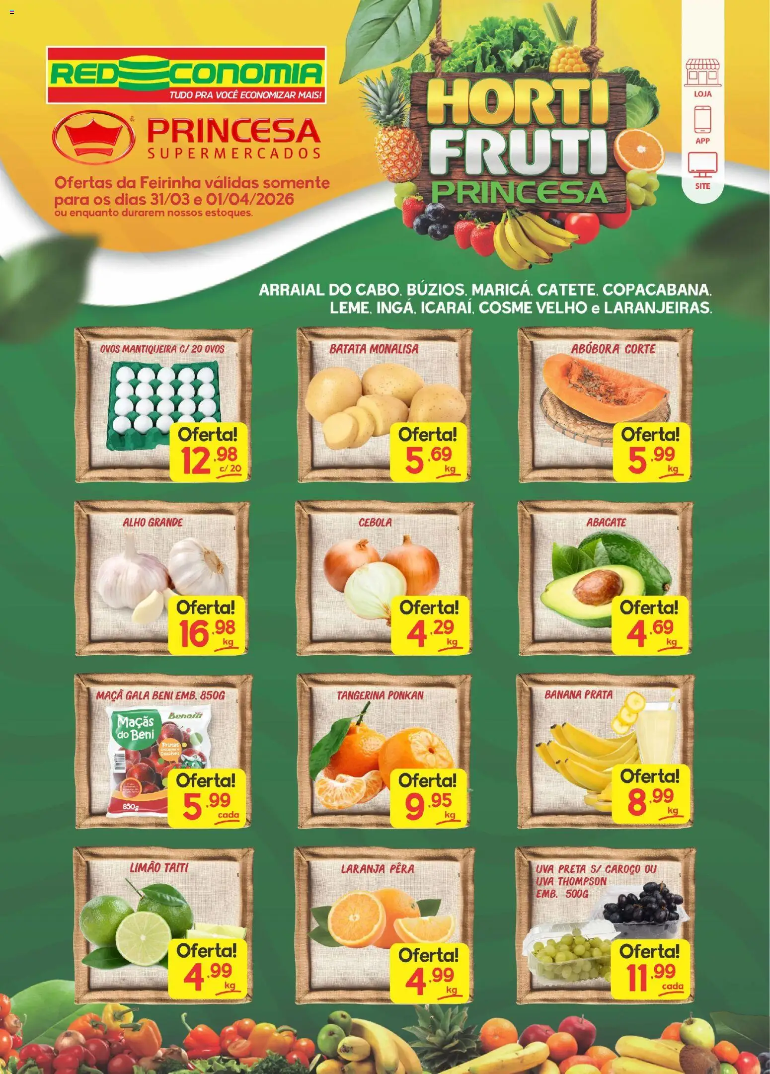 Pré-Visualização do folheto "Princesa ofertas Hortifruti" da loja Princesa válido a partir de 30/04/2026 - Uva, Ovos, Abóbora, Batata, Pera, Abacate, Cebola, Alho