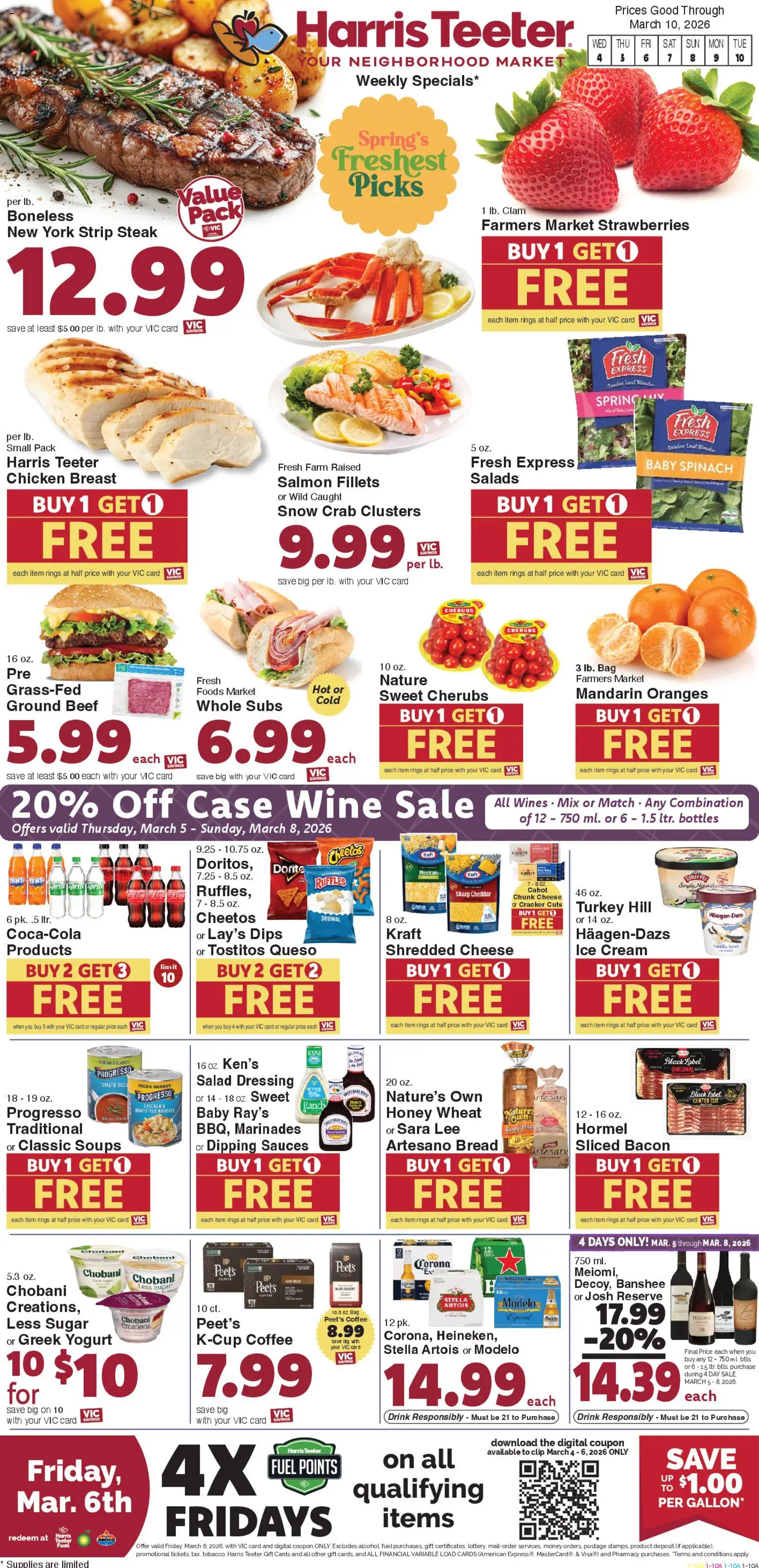 Ad Preview of Harris Teeter Harris Teeter Weekly Ad - SC from 03/04/2026 - Ice cream, Turkey, Salad, Cheese, Bread, Tomato, Greek yogurt, Bag