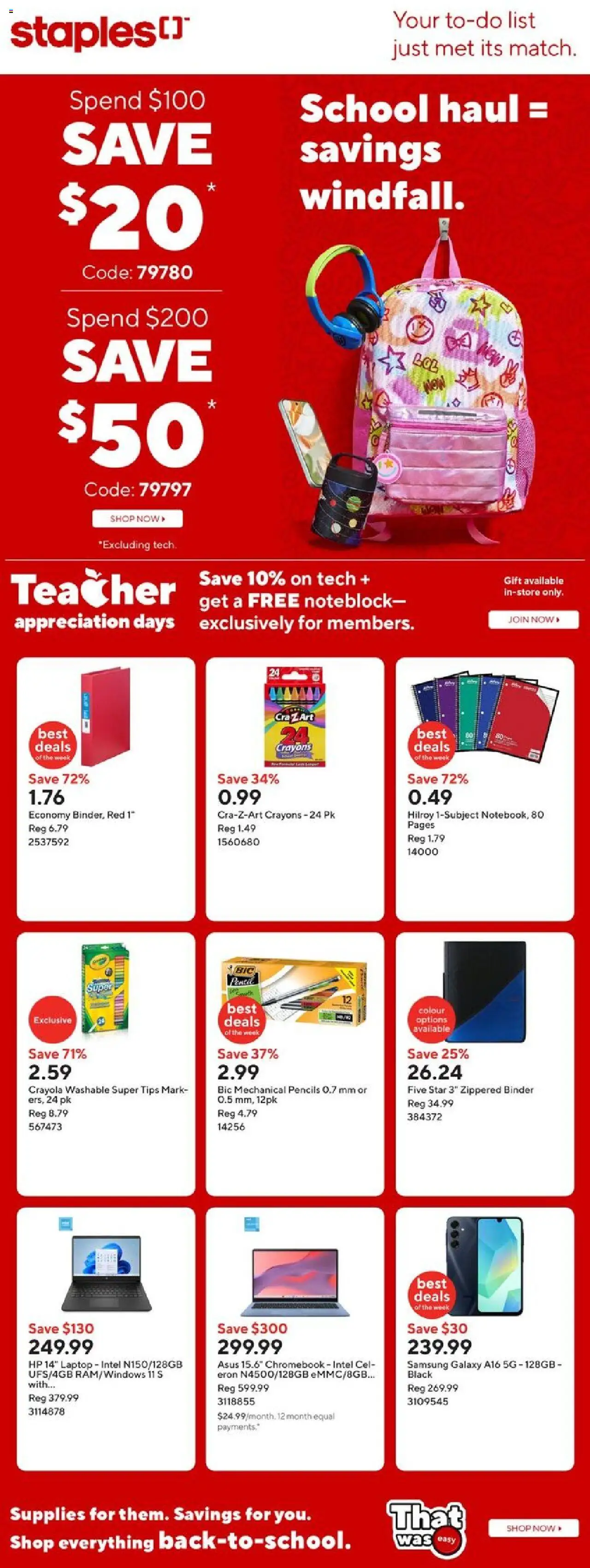 Staples flyer valid from Aug 08, 2025 - page number 1