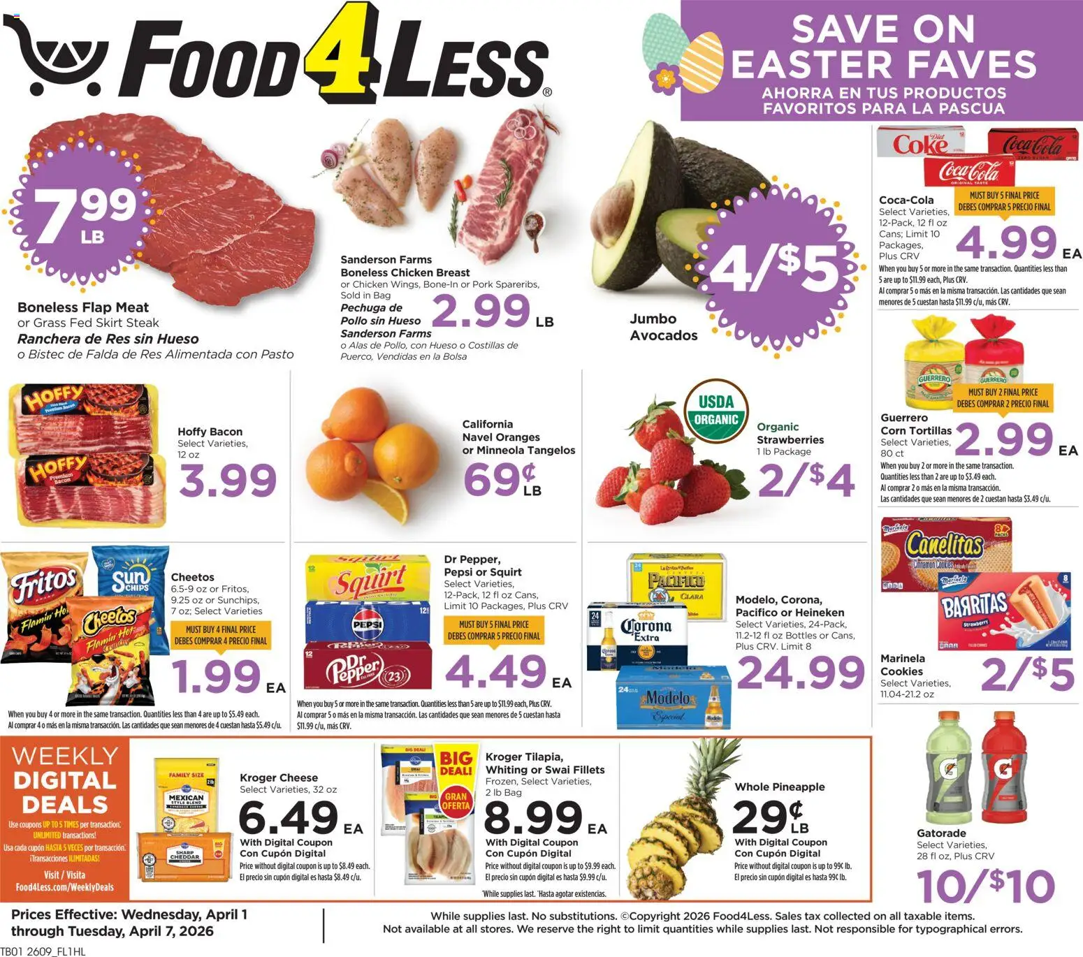 Ad Preview of Food 4 Less Food 4 Less Weekly Ad from 04/01/2026