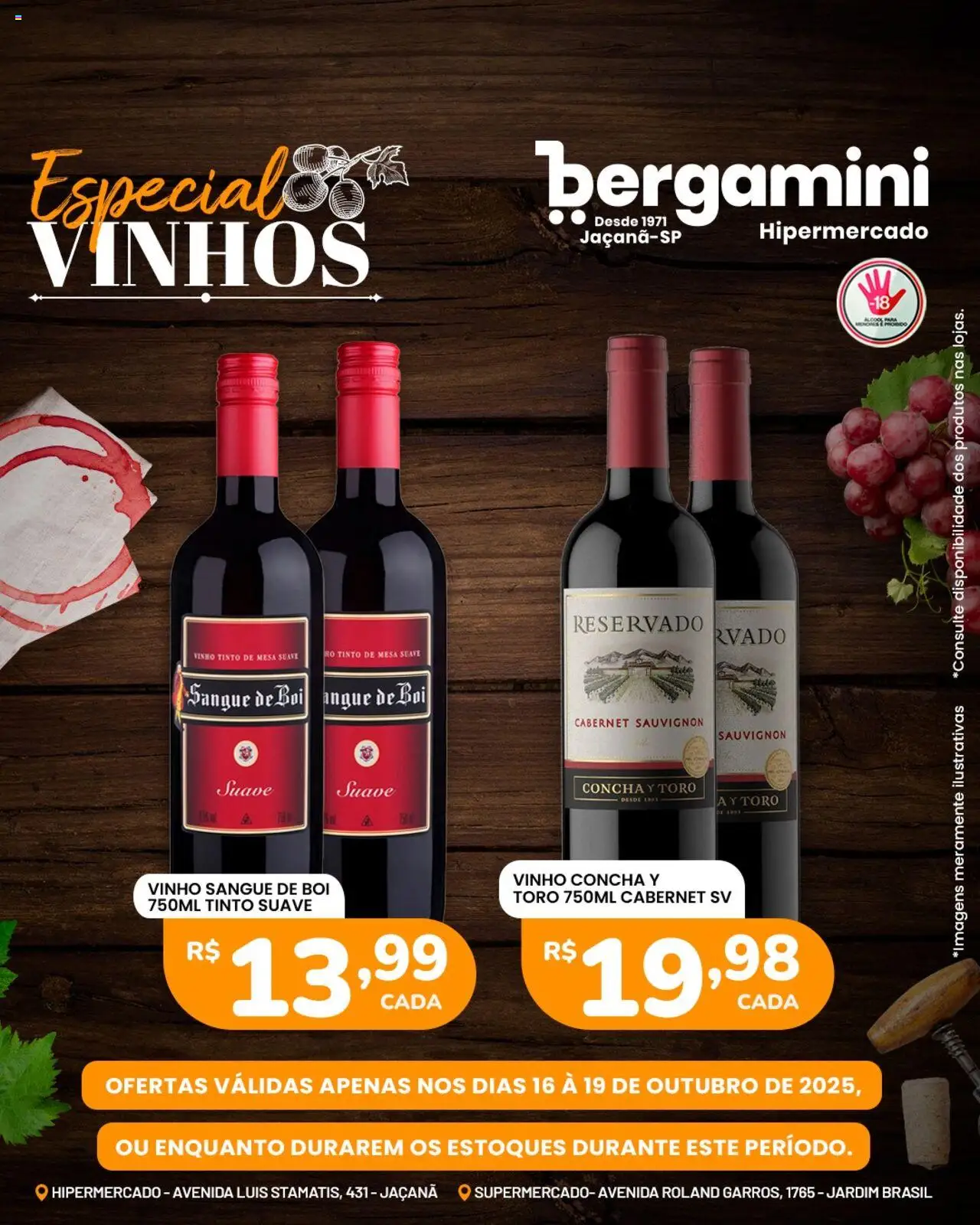 Supermercado Bergamini folheto "Ofertas especiais de vinhos" válido a partir de 16/10/2025 - número de página 1