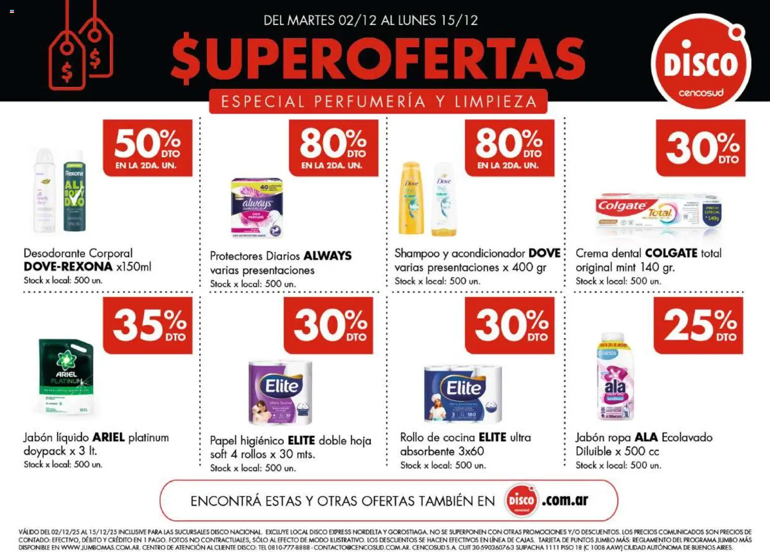 Vista previa del folleto de la tienda Disco válido desde el 02/12/2025 - Disco, Cocina, Ropa, Diarios, Shampoo, Desodorante, Jabón, Jabón líquido