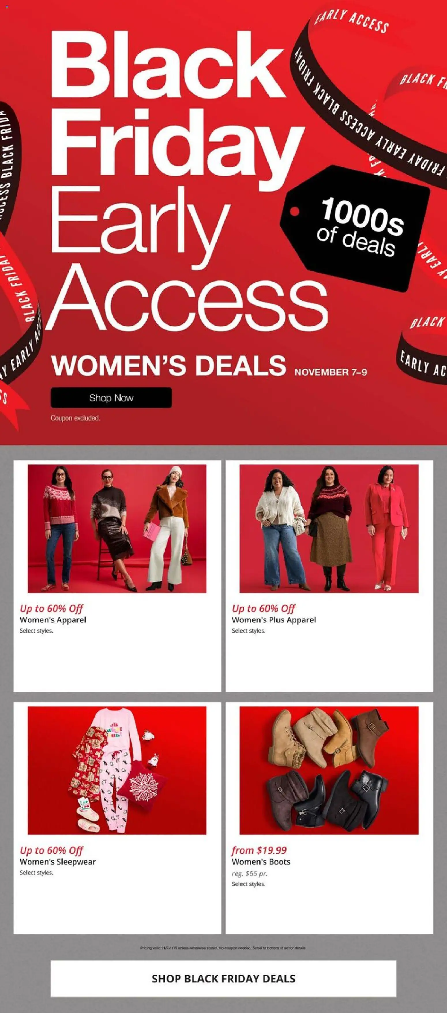 Ad Preview of JCPenney Black Friday Women´s Deals from 11/07/2025