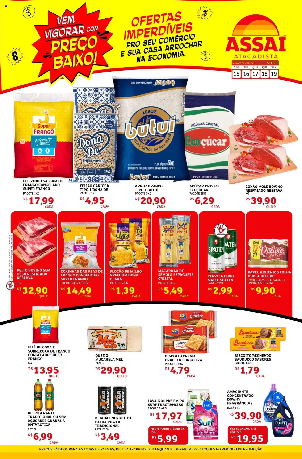 Assaí Atacadista folheto "Encarte - TO" válido a partir de 15/09/2025 - número de página 1 - Macarrão, Mel, Refrigerante, Amaciante, Pó, Guaraná, Sobrecoxa de frango, Refrigerante 200ml
