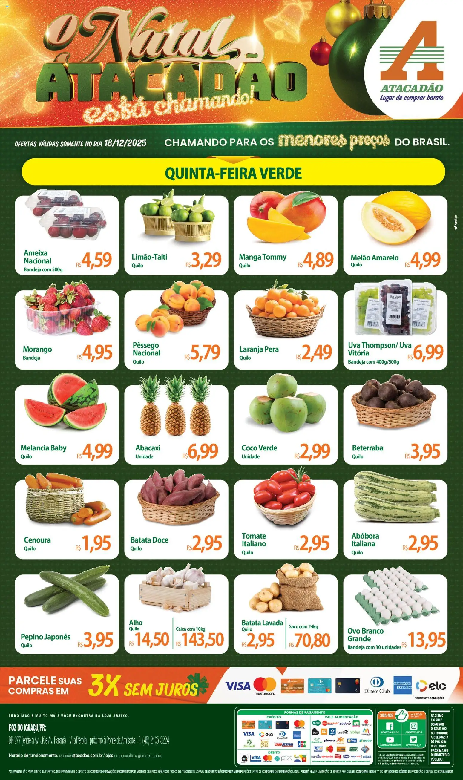 Pré-Visualização do folheto "Ofertas - PR" da loja Atacadão válido a partir de 18/12/2025
