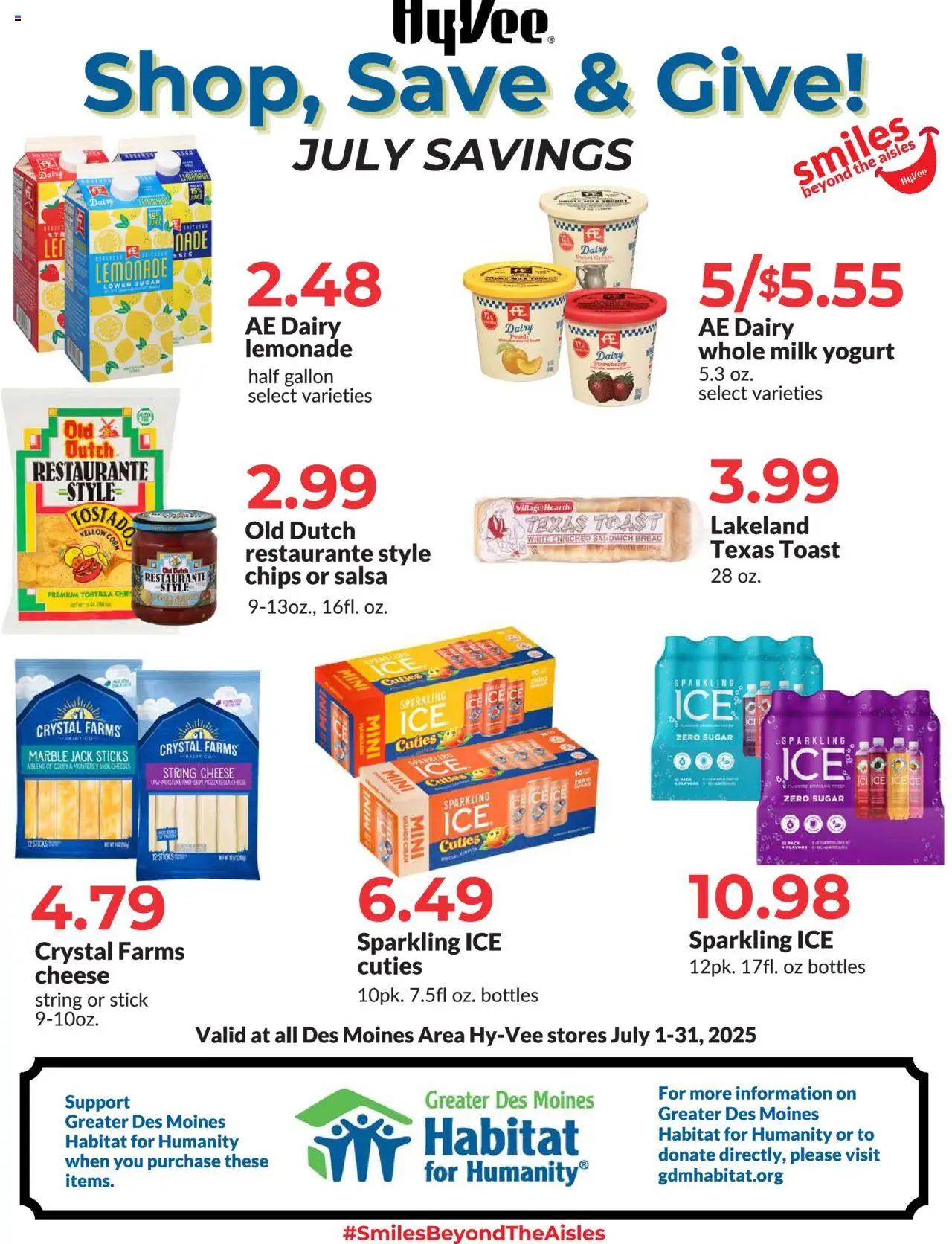 HyVee Shop, Save & Give! July Savings from 07/01/2025 - Flyer - Page number 1