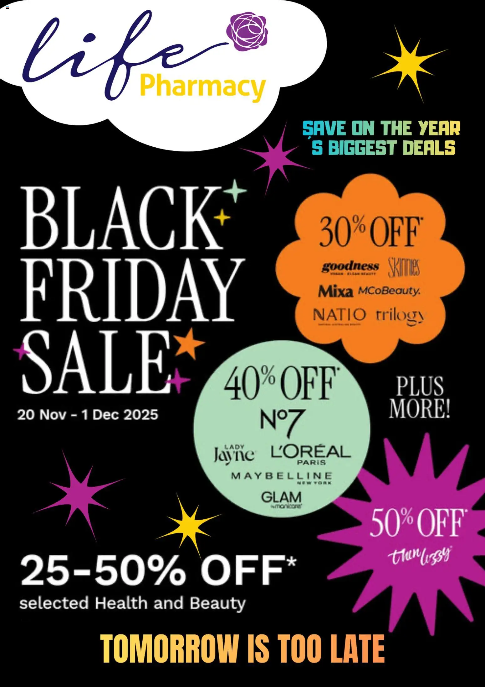 Preview of catalogue Black Friday from shop Life Pharmacy valid 20 Nov 2025