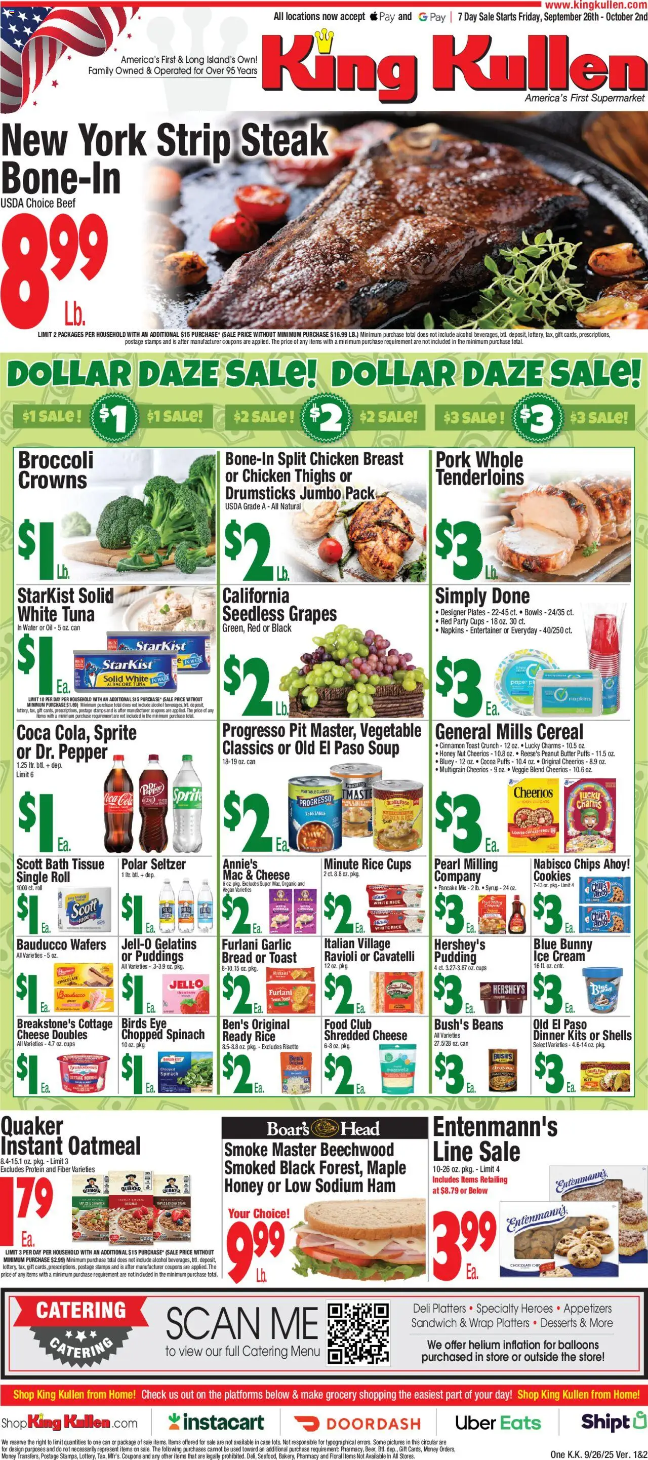King Kullen Weekly Ad from 09/26/2025 - Flyer - Page number 1