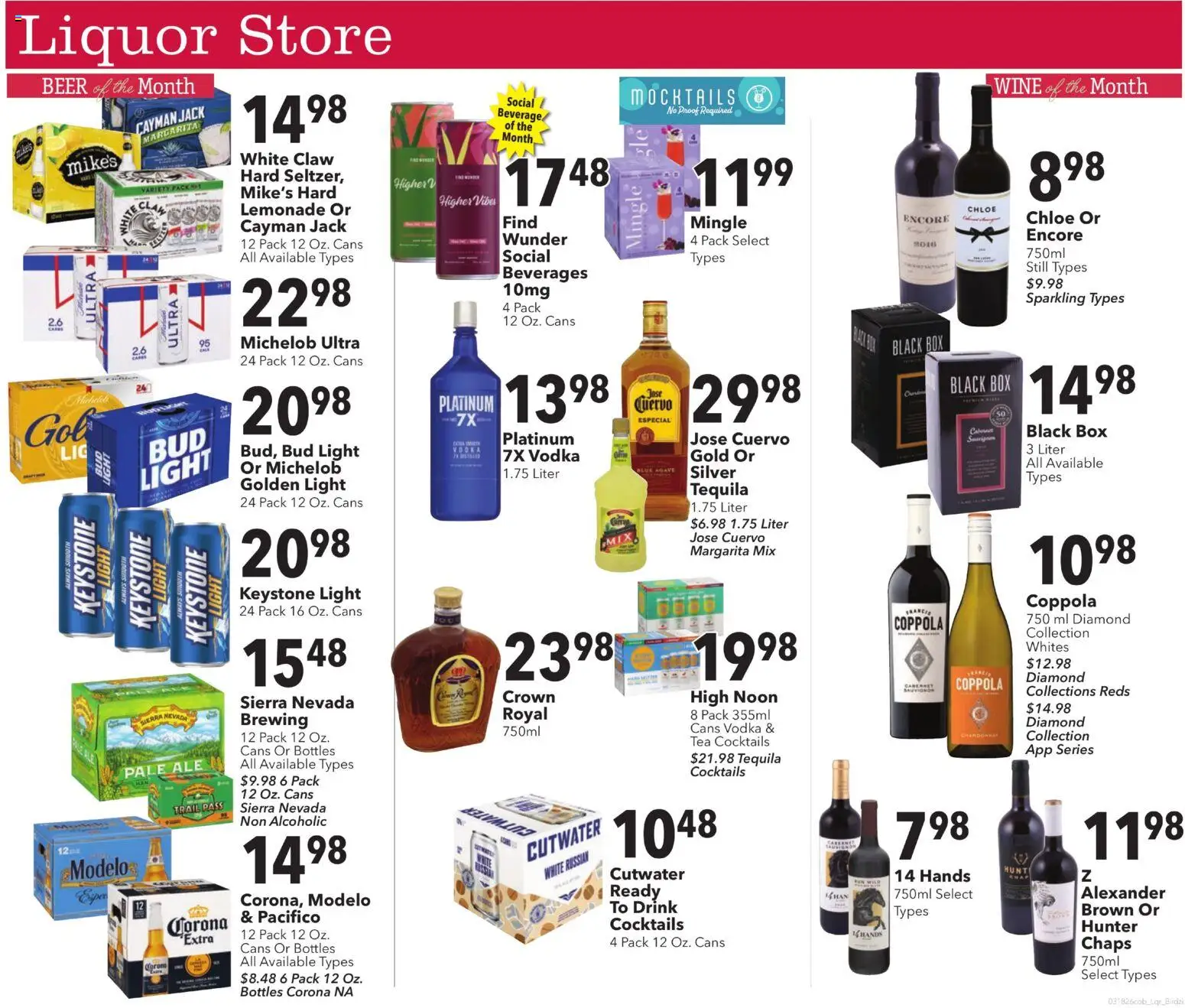 Ad Preview of Coborn's Coborn's Liquor Store from 03/18/2026 - Beer, Box, Tea, Wine, Cocktails, Lemonade, Agave, Beverages