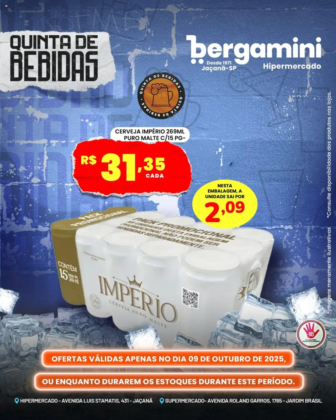 Supermercado Bergamini folheto "Ofertas Bebidas" válido a partir de 09/10/2025 - número de página 1