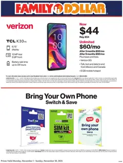 Ad Preview of Family Dollar AT&T/Tracfone - TX from 11/01/2025