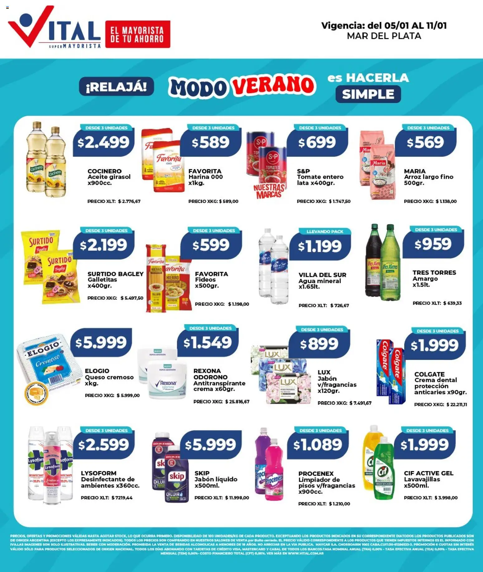 Vista previa del folleto de la tienda Vital válido desde el 05/01/2026 - Agua, Bebidas, Tomates, Arroz, Galletitas, Aceite, Fideos, Antitranspirante