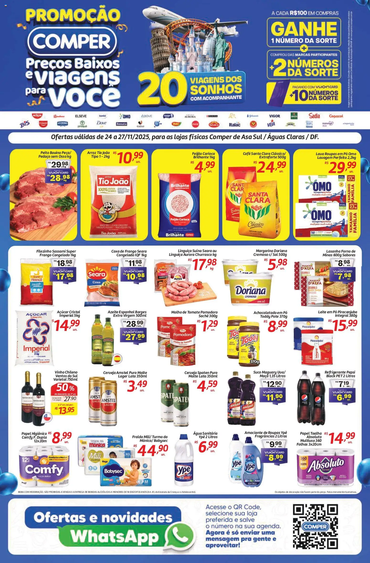 Pré-Visualização do folheto "Ofertas da semana" da loja Comper válido a partir de 24/11/2025 - Café, Vinho, Leite, Frango, Açúcar, Linguiça, Margarina, Amaciante de roupas