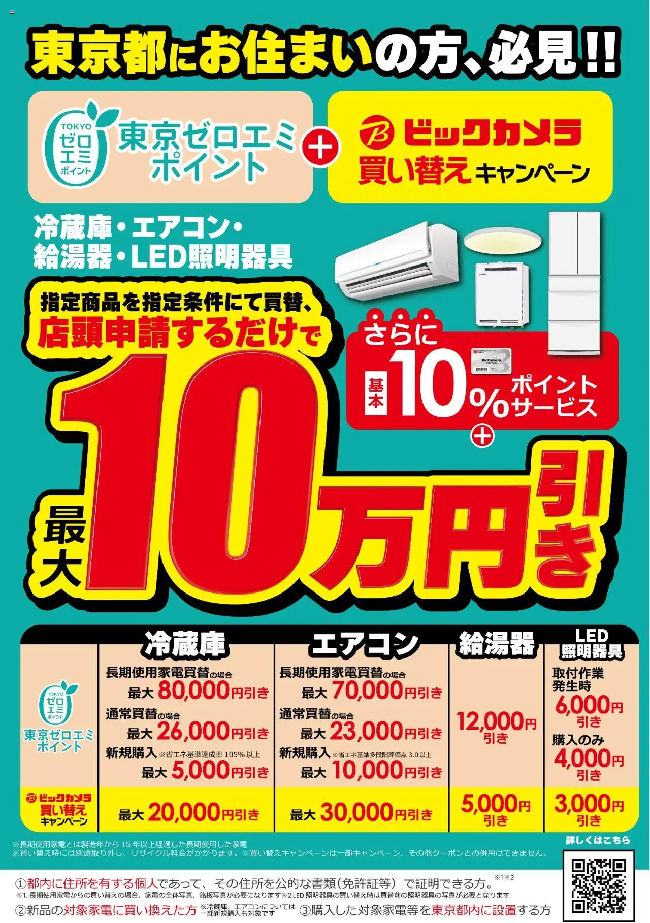 ビックカメラショッ東京都お住まいの方、必見！東京ゼロエミポイント+ビックカメラ買い替えキャンペーンで最大10万円引！プは 2025/03/21から有効 - ページ番号 1