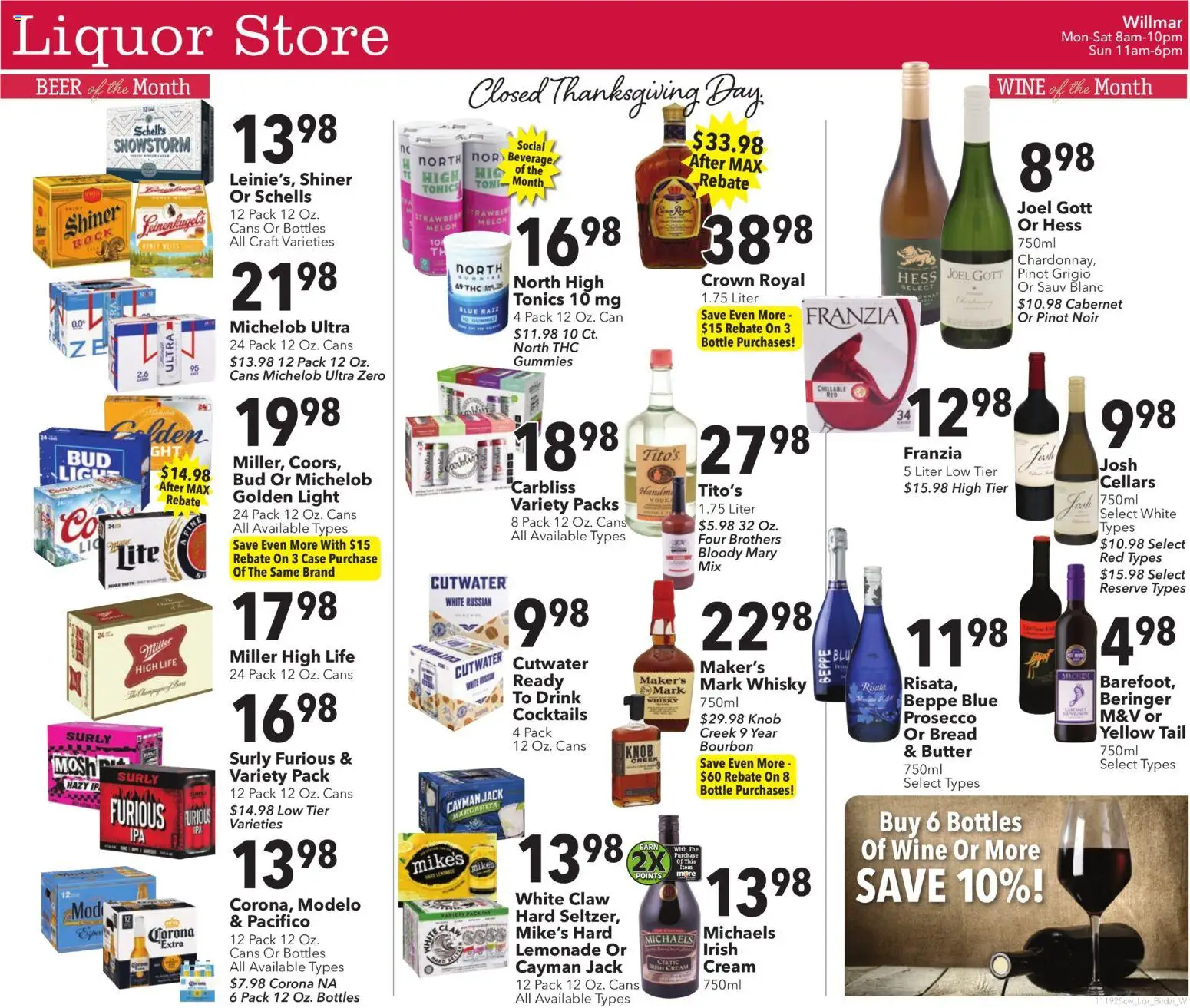 Ad Preview of Cash Wise Weekly Liquor from 11/19/2025