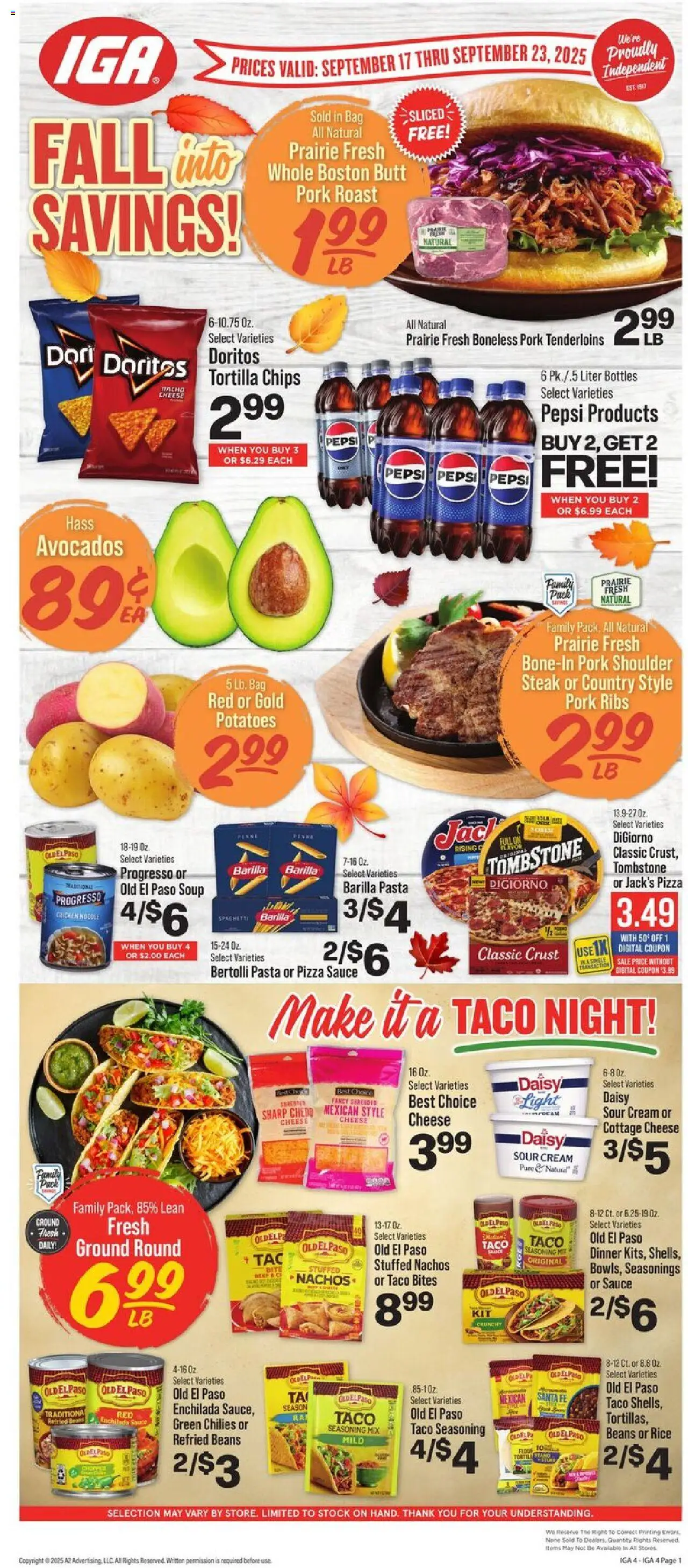 IGA Weekly Ad from 09/17/2025 - Flyer - Page number 1