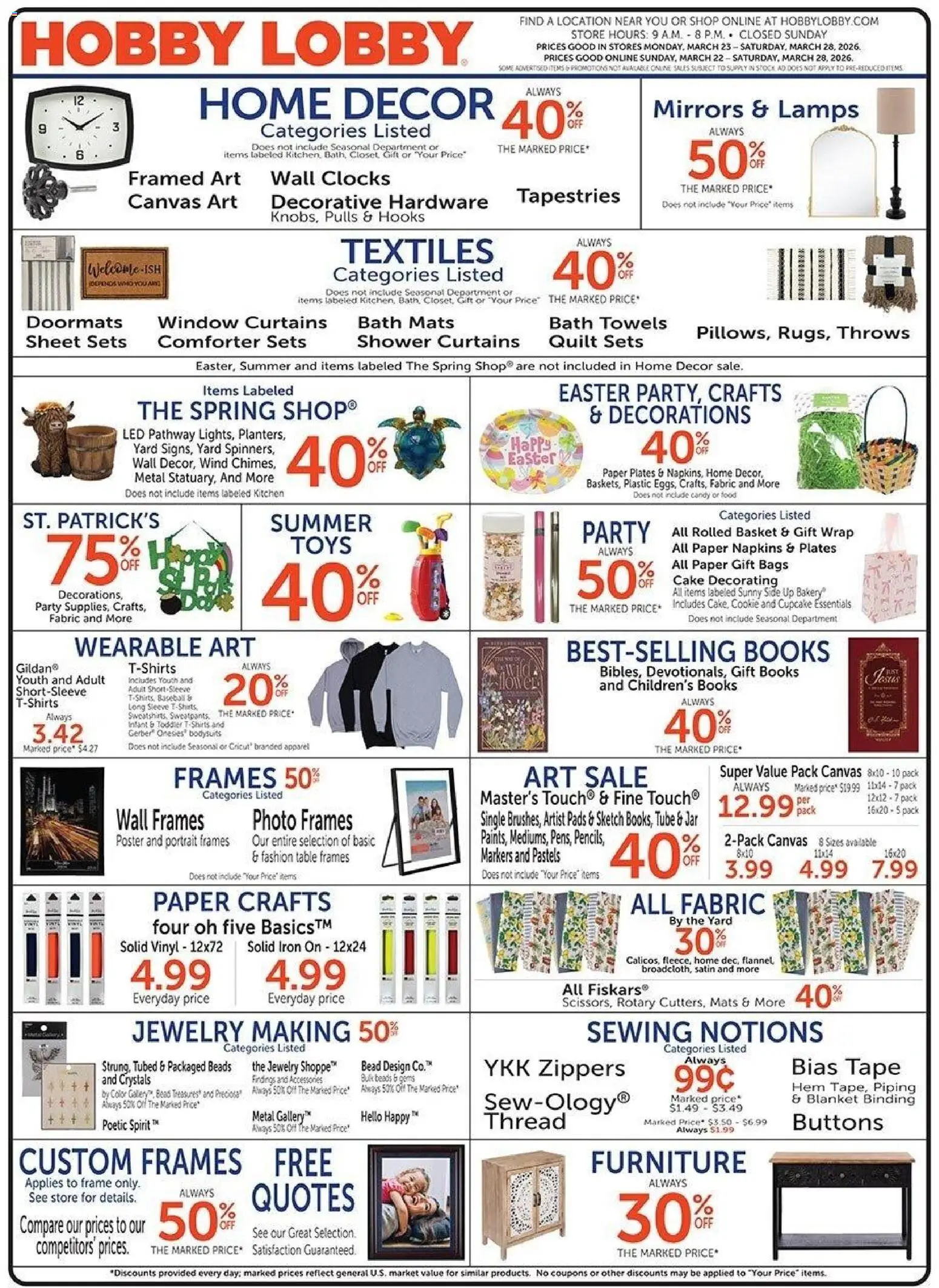Ad Preview of Hobby Lobby Hobby Lobby Weekly Ad from 03/22/2026
