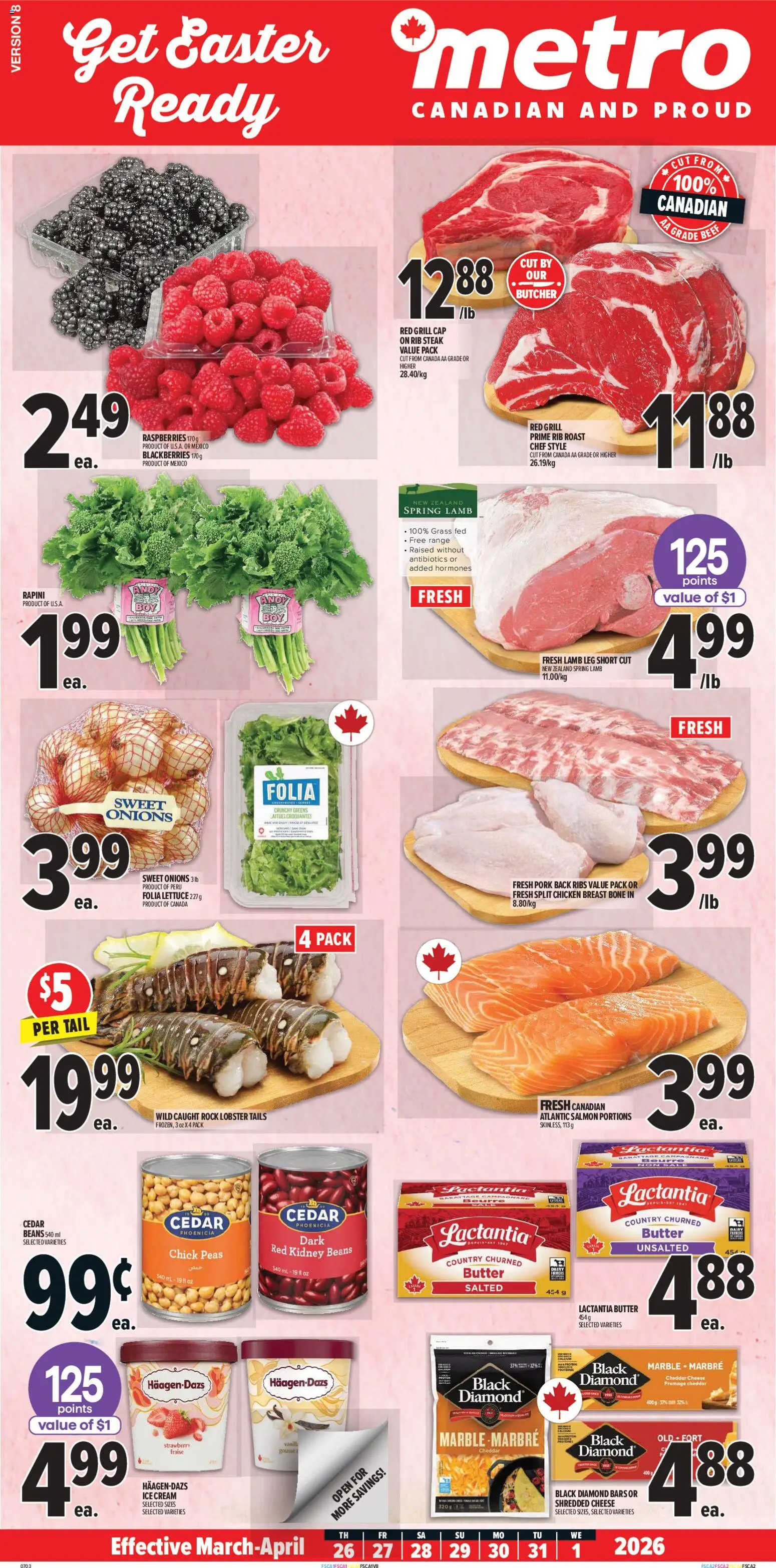Preview of leaflet Metro weekly flyer - Georgetown from shop Metro is valid from Mar 26, 2026 - Chicken, Steak, Cheese, Salmon, Butter, Raspberries, Beans, Pork