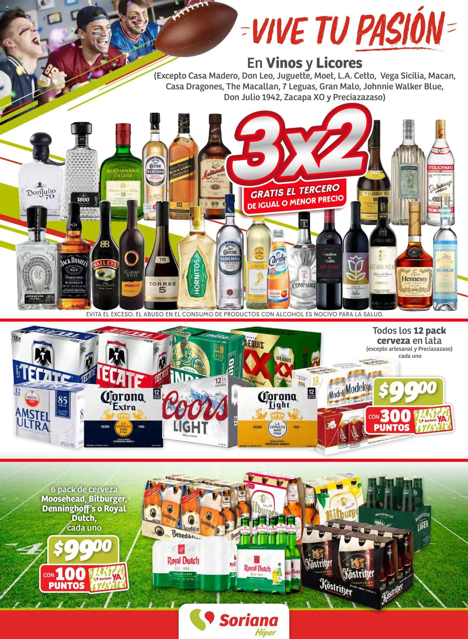 Vista previa las ofertas de la tienda Soriana - Fin de Semana Híper: Saltillo y Torreón desde el 05/02/2026 - Cerveza, Alcohol, Baileys, Hennessy, Whiskey, Jack Daniel's, Cerveza en lata