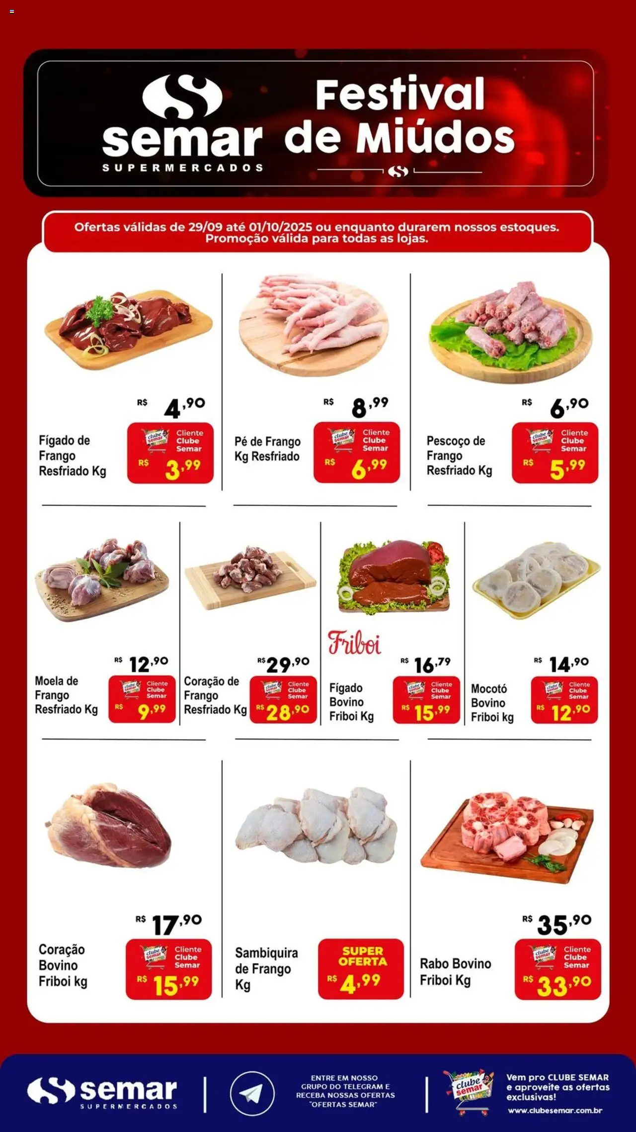 Semar Supermercado folheto "Ofertas da semana" válido a partir de 29/09/2025 - número de página 1 - Frango, Fígado, Moela