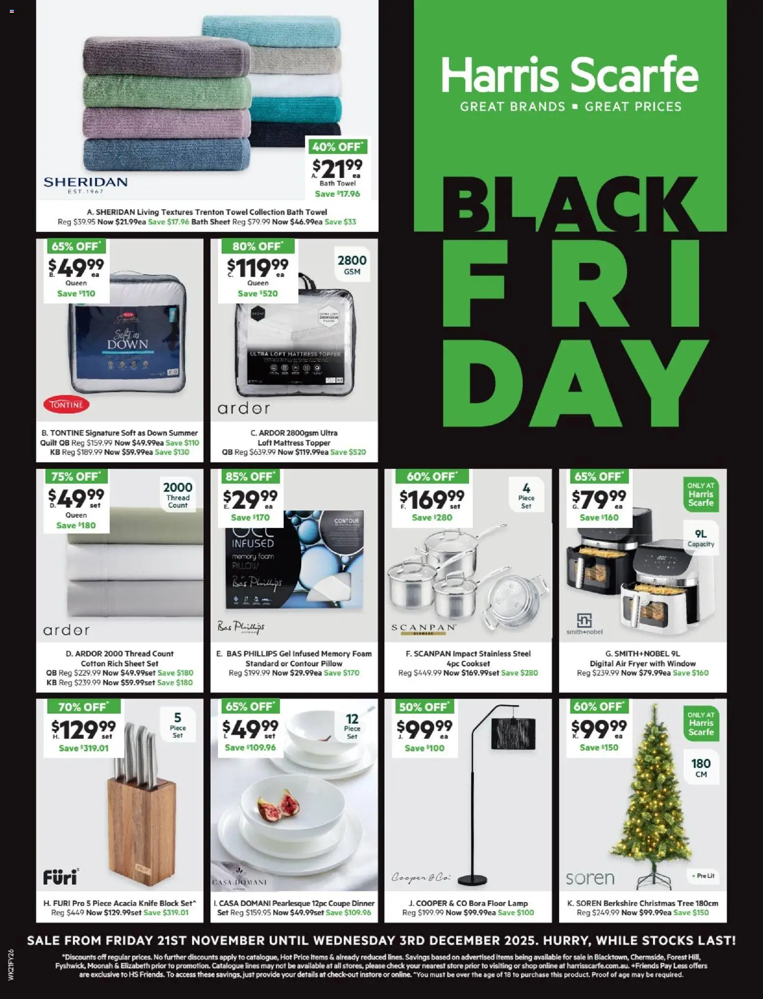 Preview of catalogue Black Friday from shop Harris Scarfe valid 20/11/2025