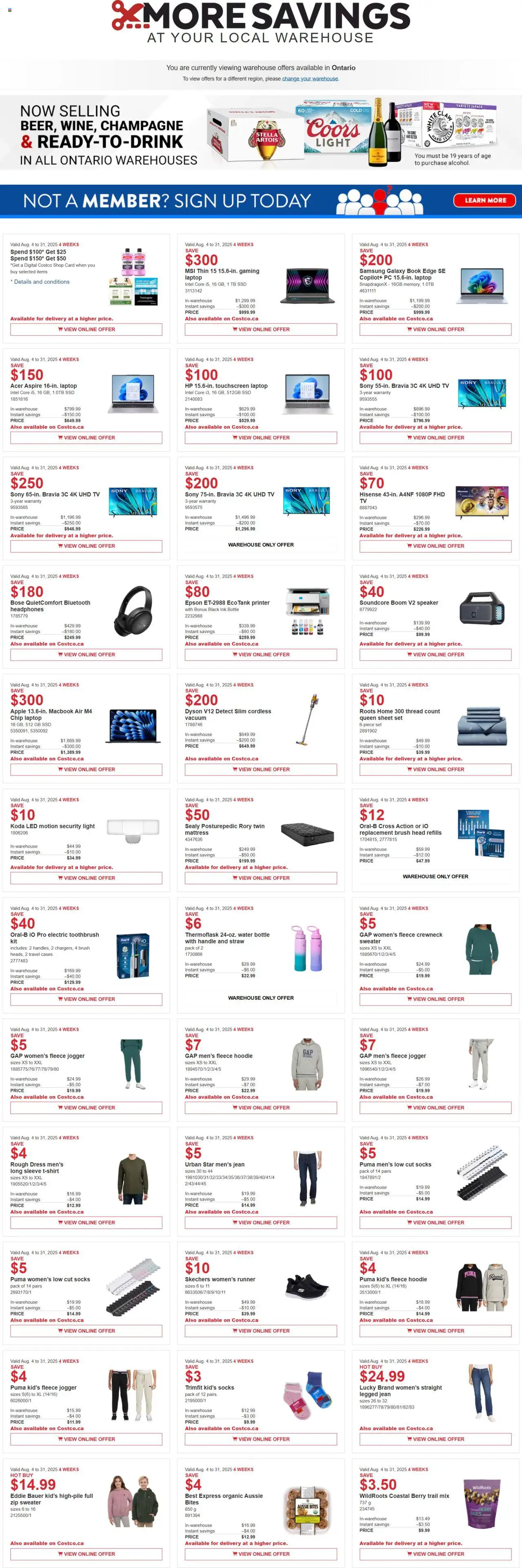 Costco flyer valid from Aug 04, 2025 - page number 1