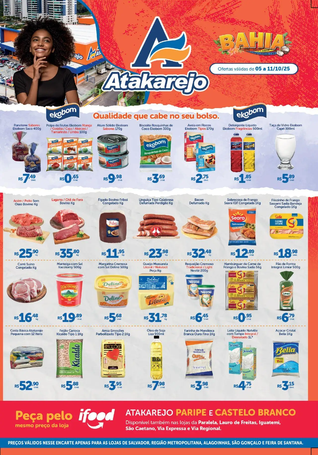 Atakarejo folheto "Encarte" válido a partir de 05/10/2025 - número de página 1 - Coco, Sal, Pão, Biscoito, Carne, Soja, Bacon, Farinha de mandioca