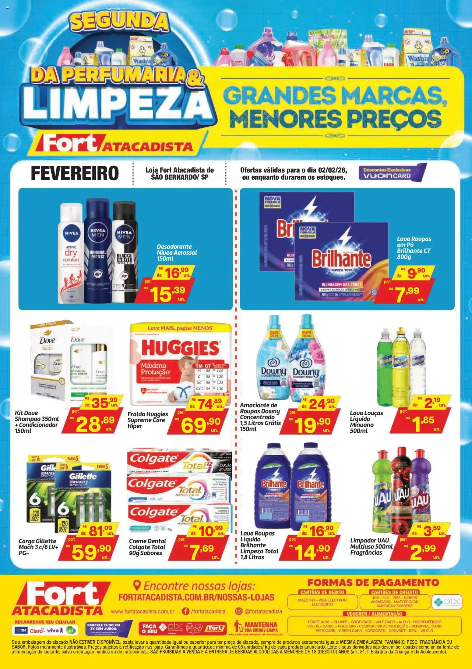 Pré-Visualização do folheto "Ofertas Perfumaria e Limpeza" da loja Fort Atacadista válido a partir de 02/02/2026