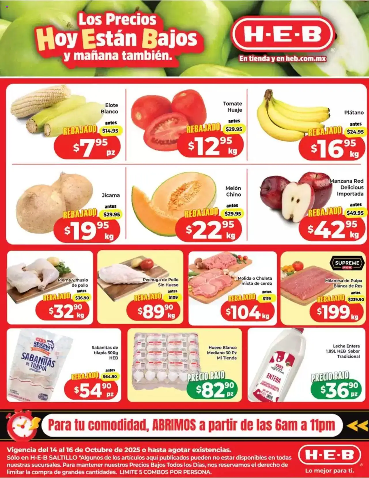 Vista previa las ofertas de la tienda H-E-B - Folleto Los Precios Hoy Están Bajos desde el 14/10/2025 