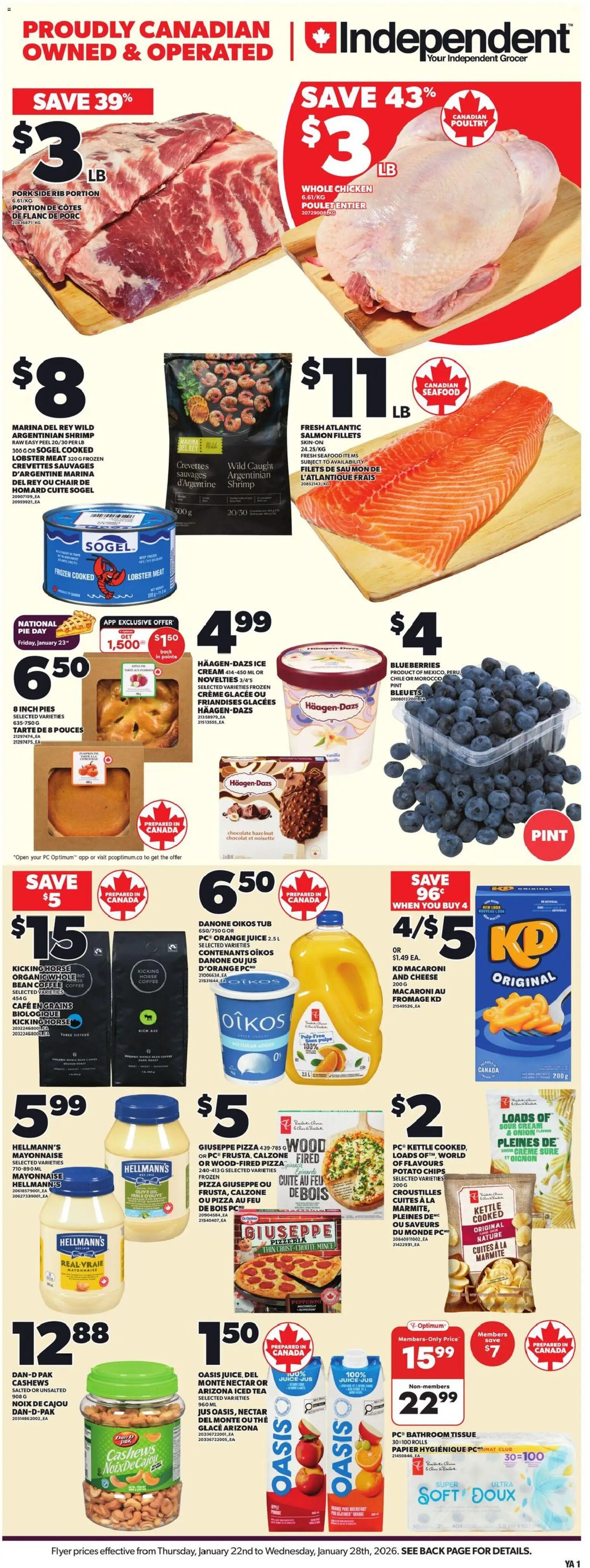 Preview of leaflet Weekly Flyer - NS from shop Independent Grocer is valid from Jan 22, 2026 - Chocolate, Meat, Chair, Kettle, Sugar, Onion, Sour cream, Poultry