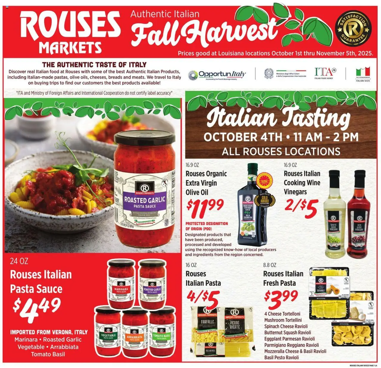 Rouses Italian Ad from 10/01/2025 - Flyer - Page number 1