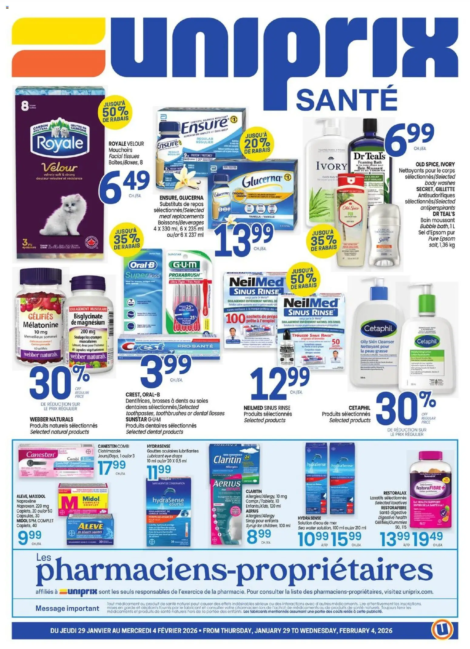 Preview of leaflet Uniprix Sante from shop Uniprix is valid from Jan 29, 2026