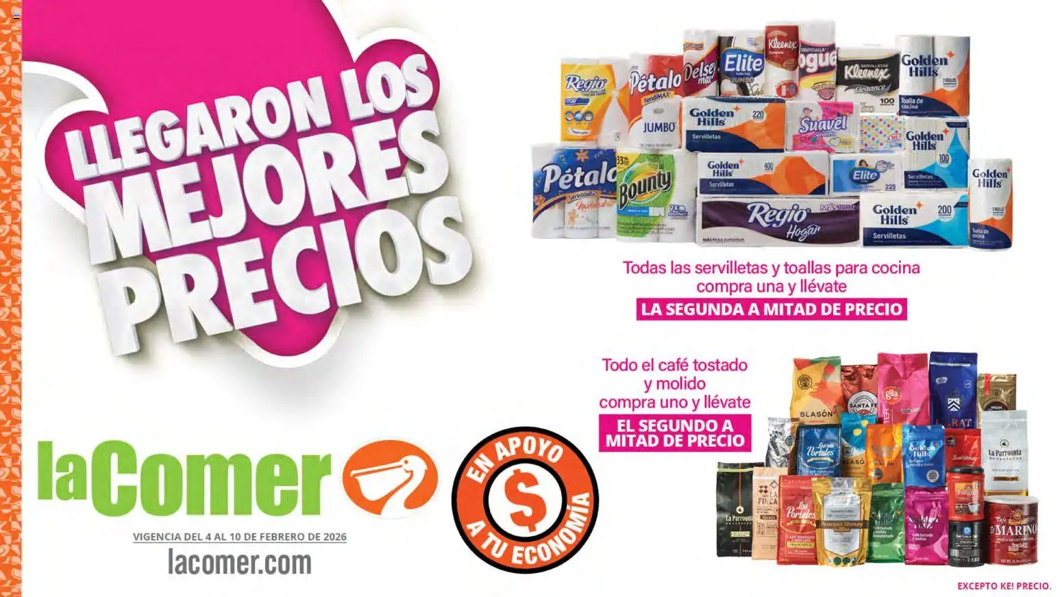 Vista previa las ofertas de la tienda La Comer - Folleto desde el 04/02/2026 - Café, Cocina, Toalla, Toallas, Servilletas