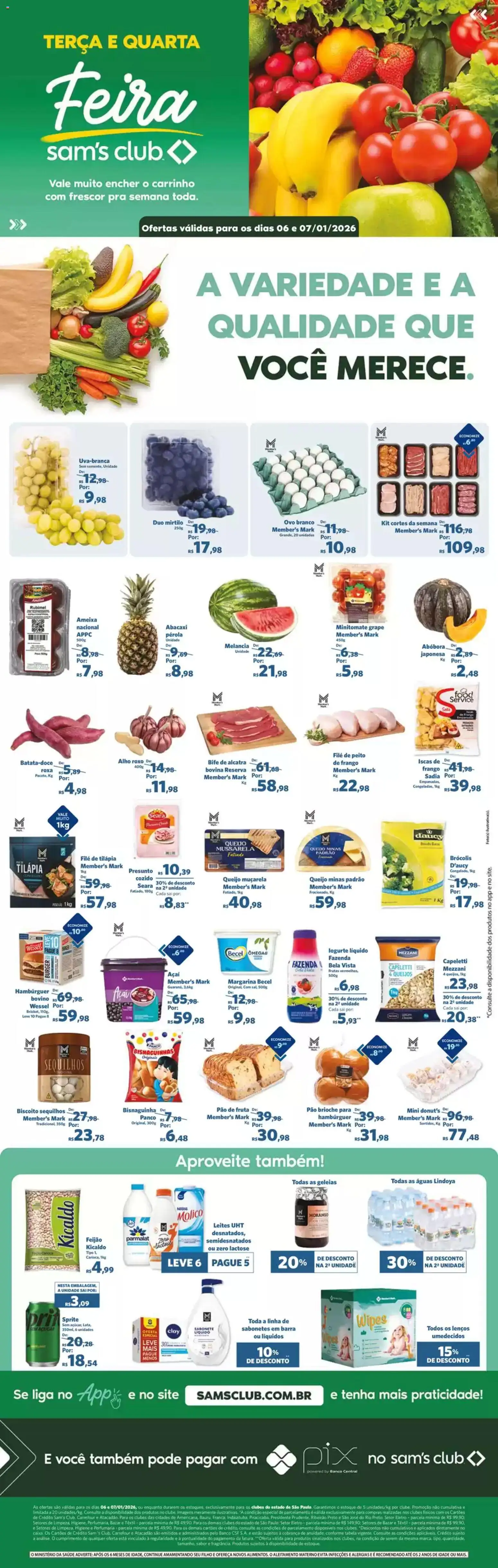 Pré-Visualização do folheto "Ofertas Feira" da loja Sam's Club válido a partir de 06/01/2026