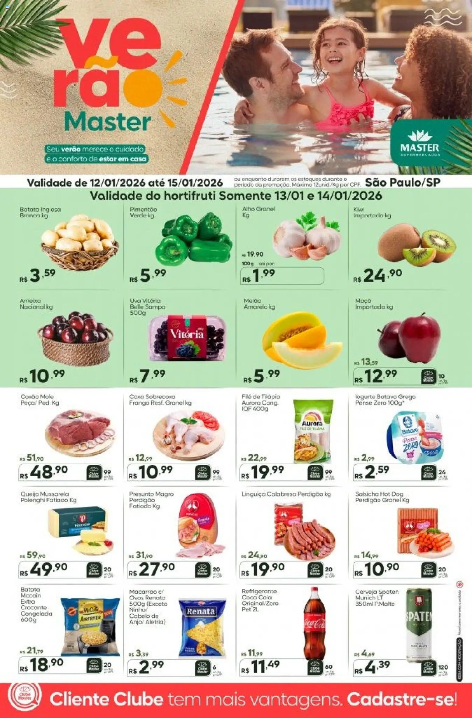 Pré-Visualização do folheto "Ofertas - SP" da loja Master válido a partir de 12/01/2026 - Cerveja, Uva, Ovos, Queijo, Batata, Ameixa, Refrigerante, Filé de tilápia