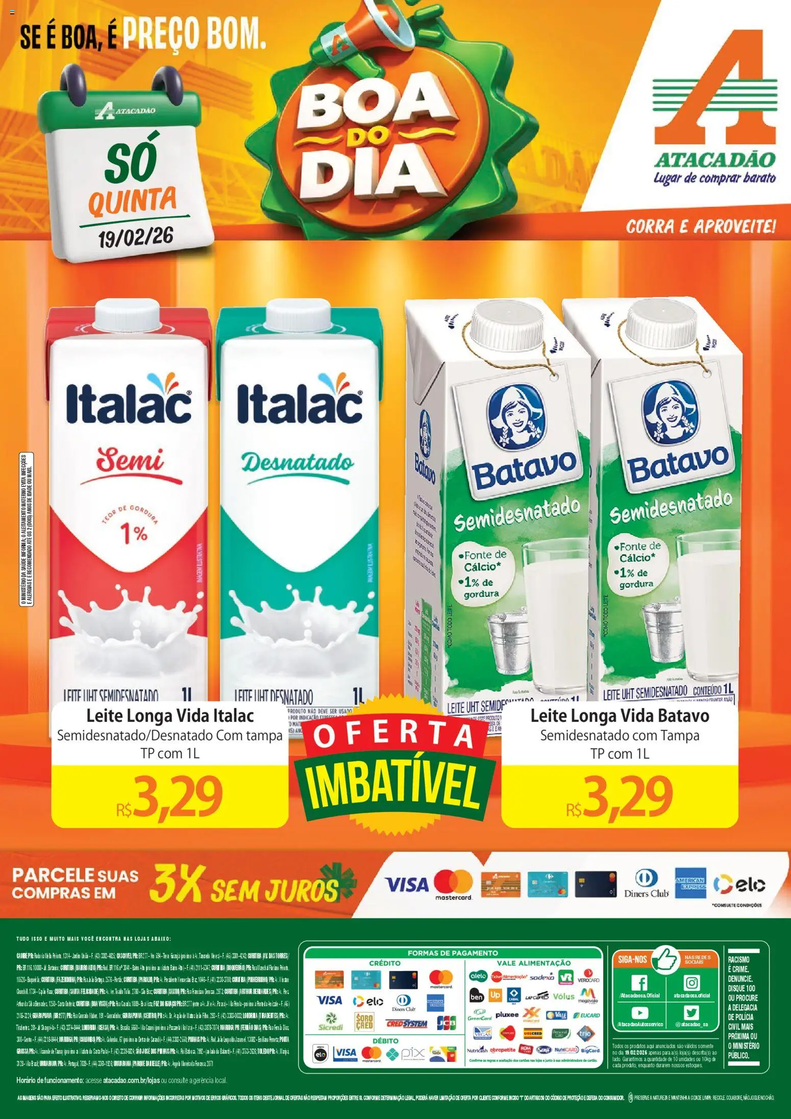 Pré-Visualização do folheto "Ofertas - PR" da loja Atacadão válido a partir de 19/02/2026