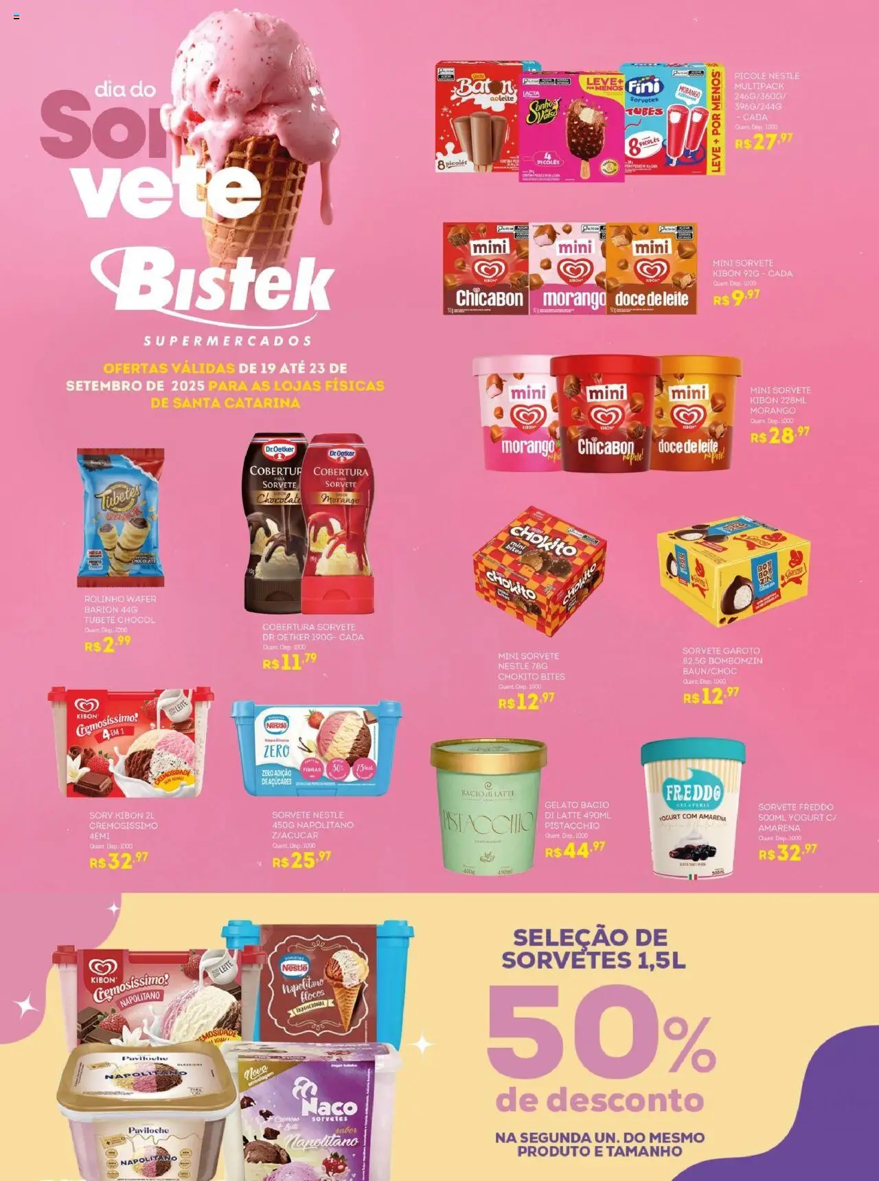 Bistek Supermercados folheto "Ofertas Dia do Sorvete" válido a partir de 19/09/2025 - número de página 1