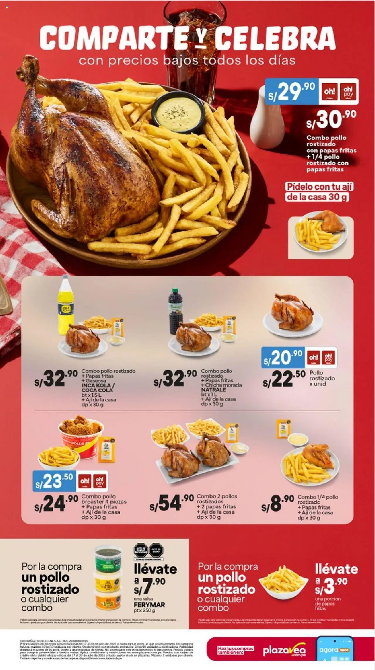 Plaza Vea Aviso Dia Pollo (17/07/2025 - 20/07/2025) - ofertas de hoy - número de página 1 - Pollo, Pollos, Papas fritas, Ají, Papas