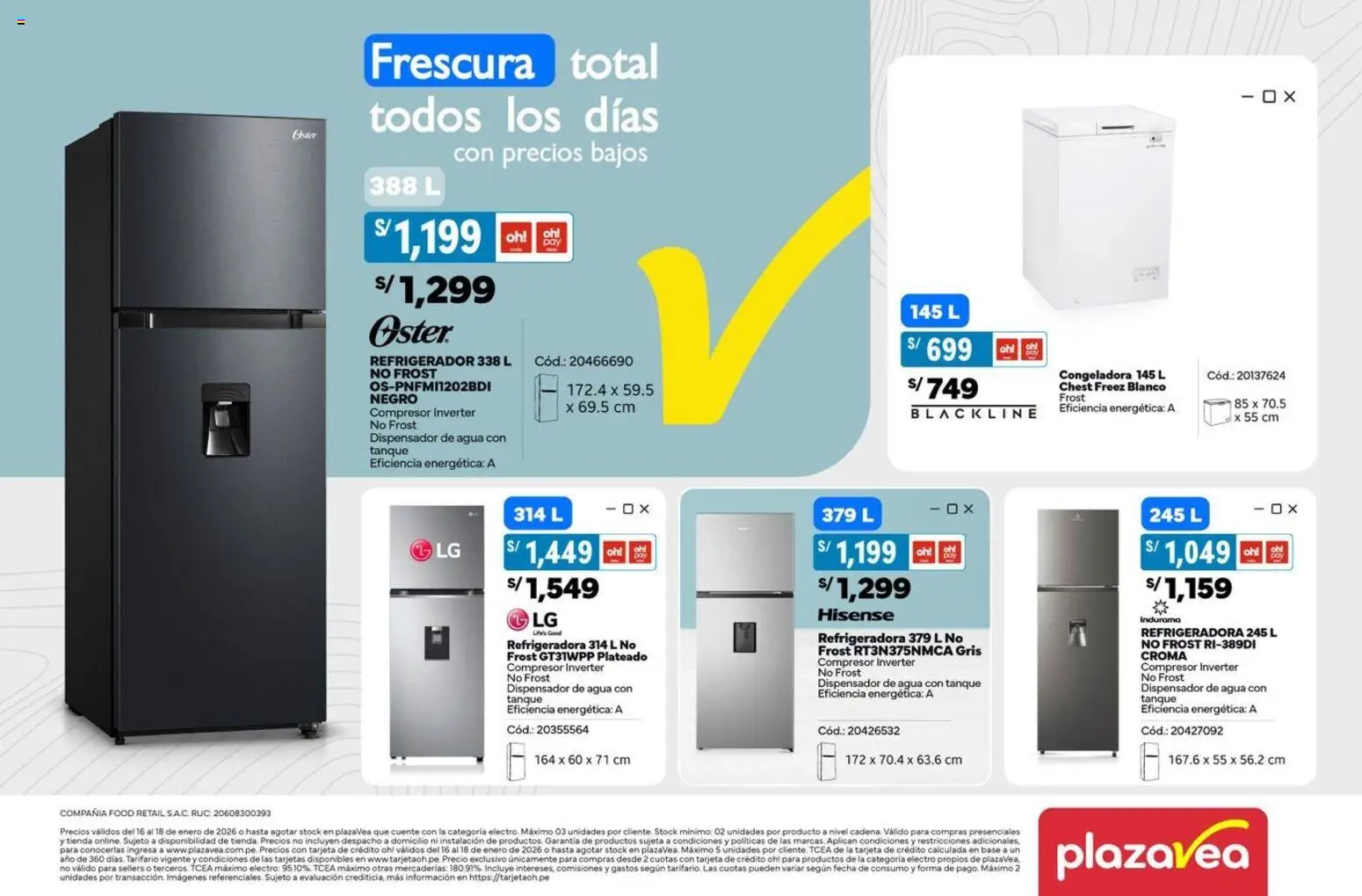 Vista previa de AVISO REFRIGERACIÓN N3 de la tienda Plaza Vea válido desde 16/01/2026