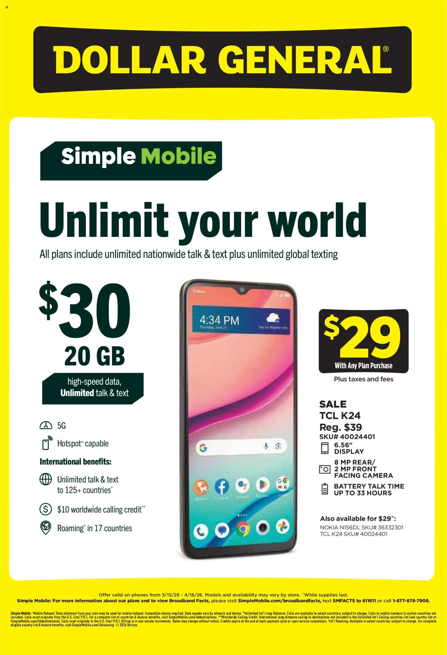 Ad Preview of Dollar General Dollar General Wireless Deals from 03/15/2026