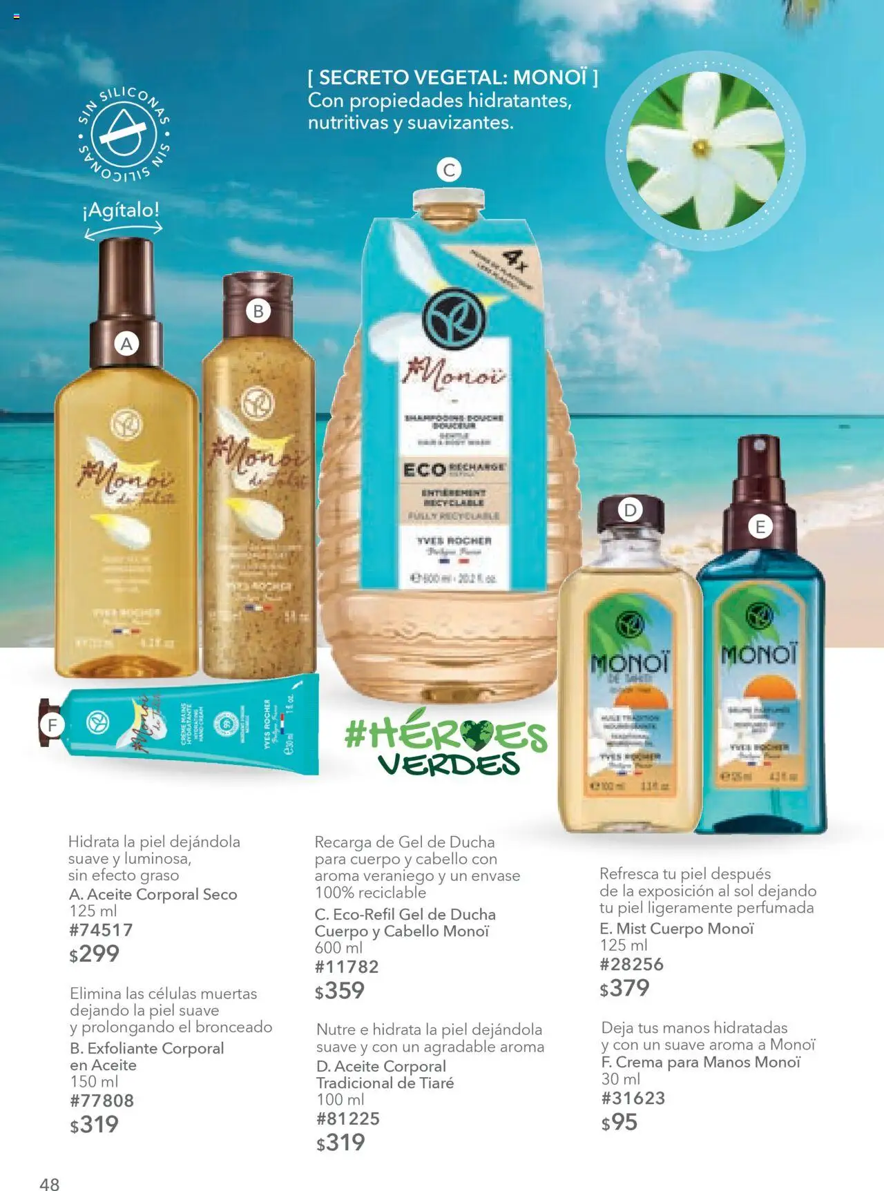 Campaña 8 2025 Yves Rocher y sus promociones válidas desde el 04/06/2025 - Número de página 48 - Crema, Aceite, Body, Exfoliante corporal, Exfoliante, Crema para manos, Aceite corporal, Gel de ducha